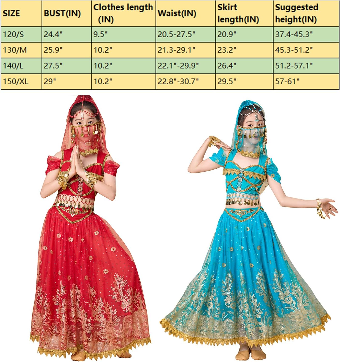 Belly Dance Costume Princess Jasmine Halloween Girls Belly Dance Dress
