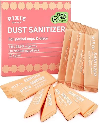 Pixie Cup Desinfectante de copa menstrual de polvo, desinfectante de disco menstrual + limpiador de vasos de período, solo tienes que añadir agua,