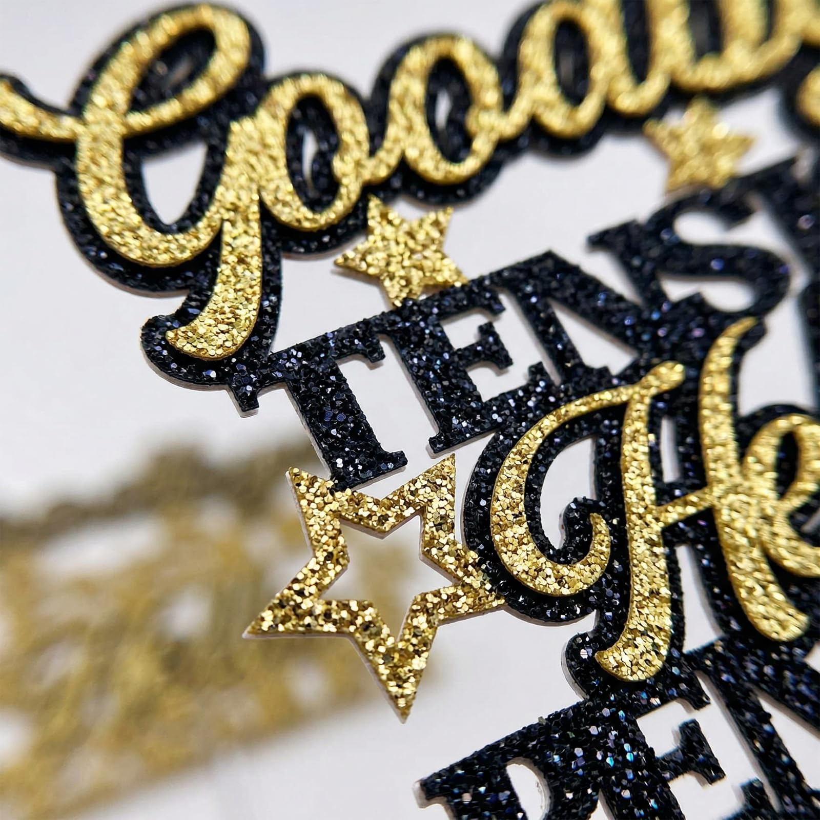 Retirement Cake Topper - Happy Retirement Cake Decor with Funny Saying "Goodbye TENSION, Hello PENSION!" - Elegant Black Gold Party Decoration for Adult Celebration 2.2 五点描述 — view 6