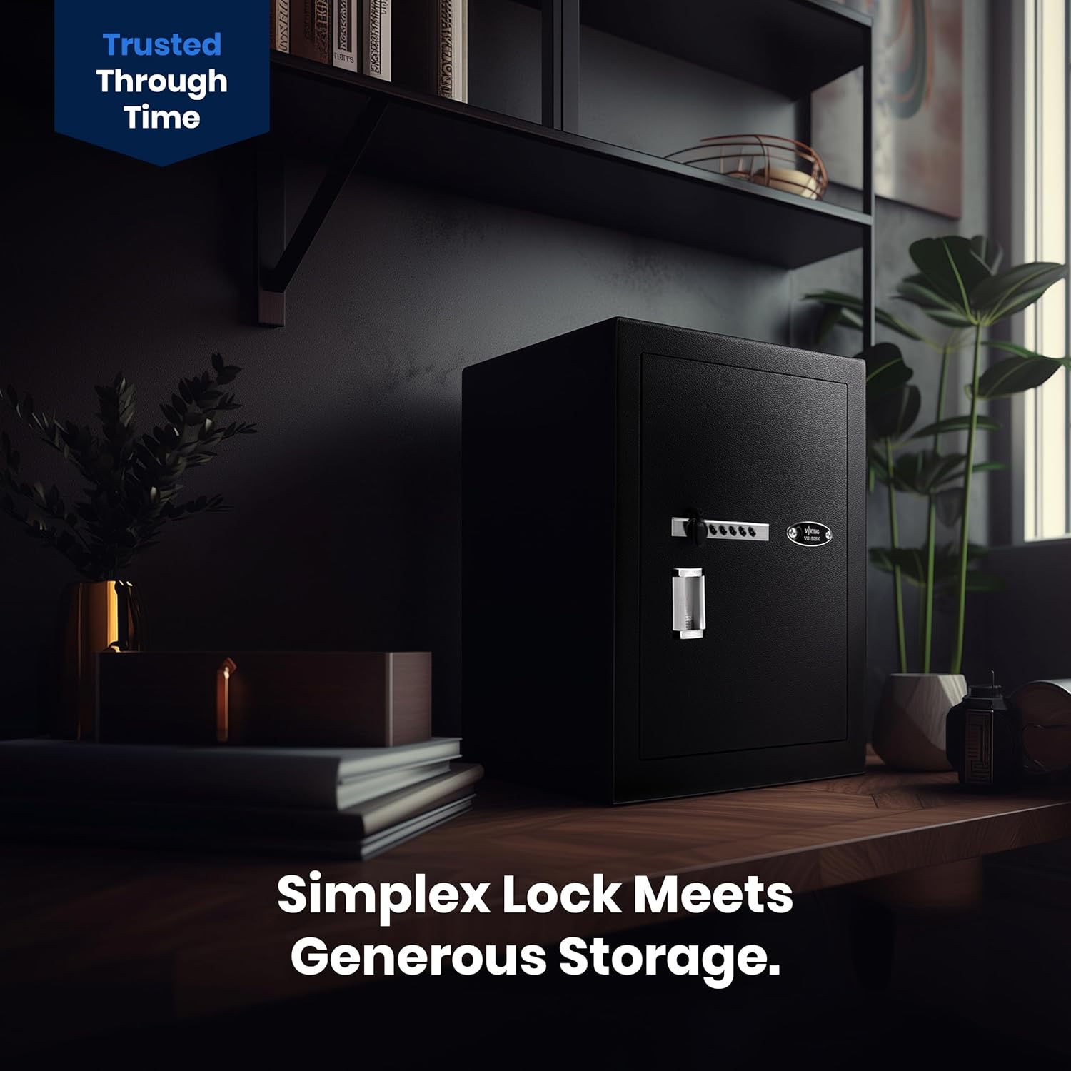 Viking Security Safe VS-50SX, Heavy Duty Large Mechanical Simplex Lock, Multi-Gun Handgun Pistol Safe, Steel Construction, Pry-Resistant, Adjustable Shelves, LED Light, Pistol & Ammo Storage, 50 lbs