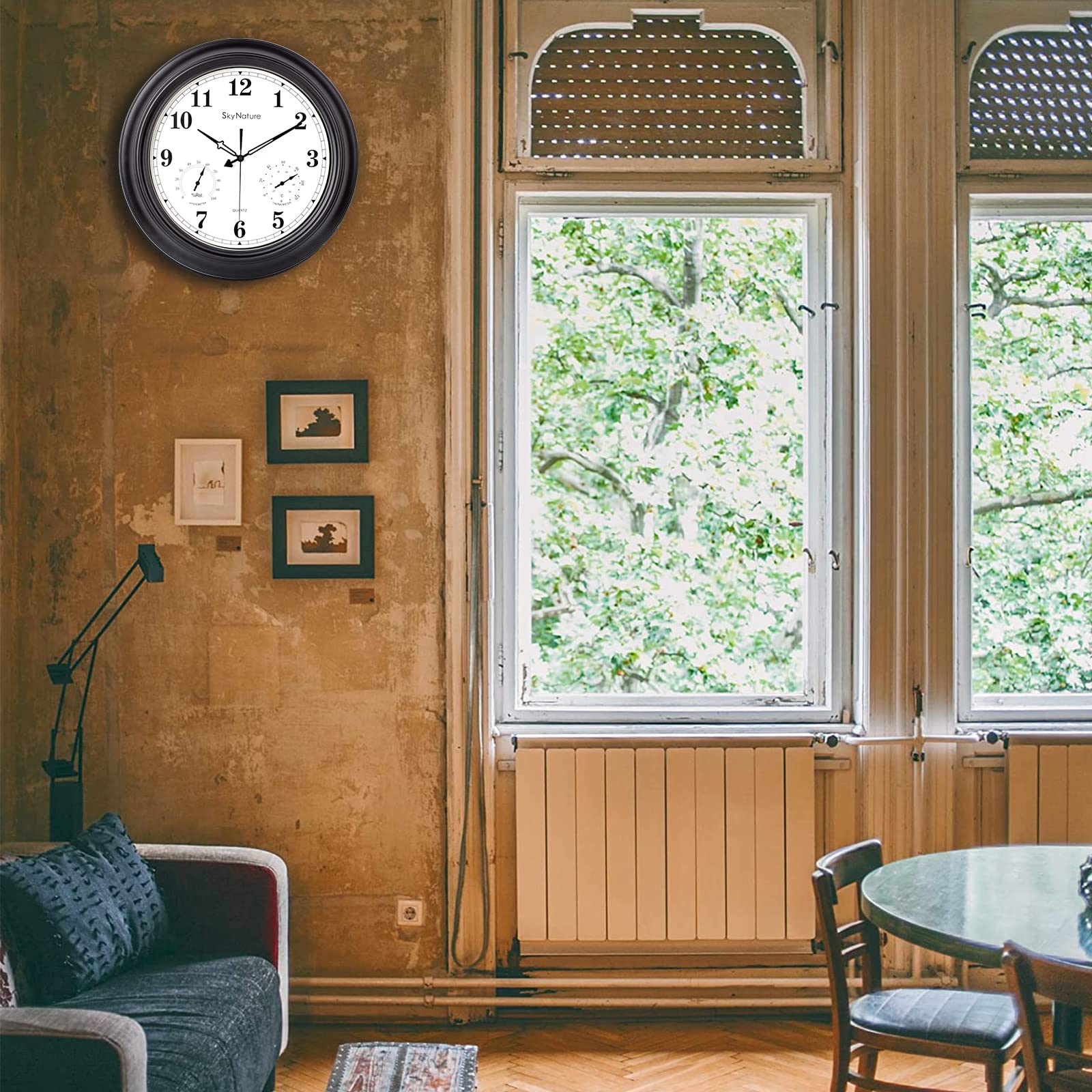 Orologio Da Parete Esterno 30cm Con Termometro E Igrometro - Silenzioso, Impermeabile, Batteria AA - Foto 3