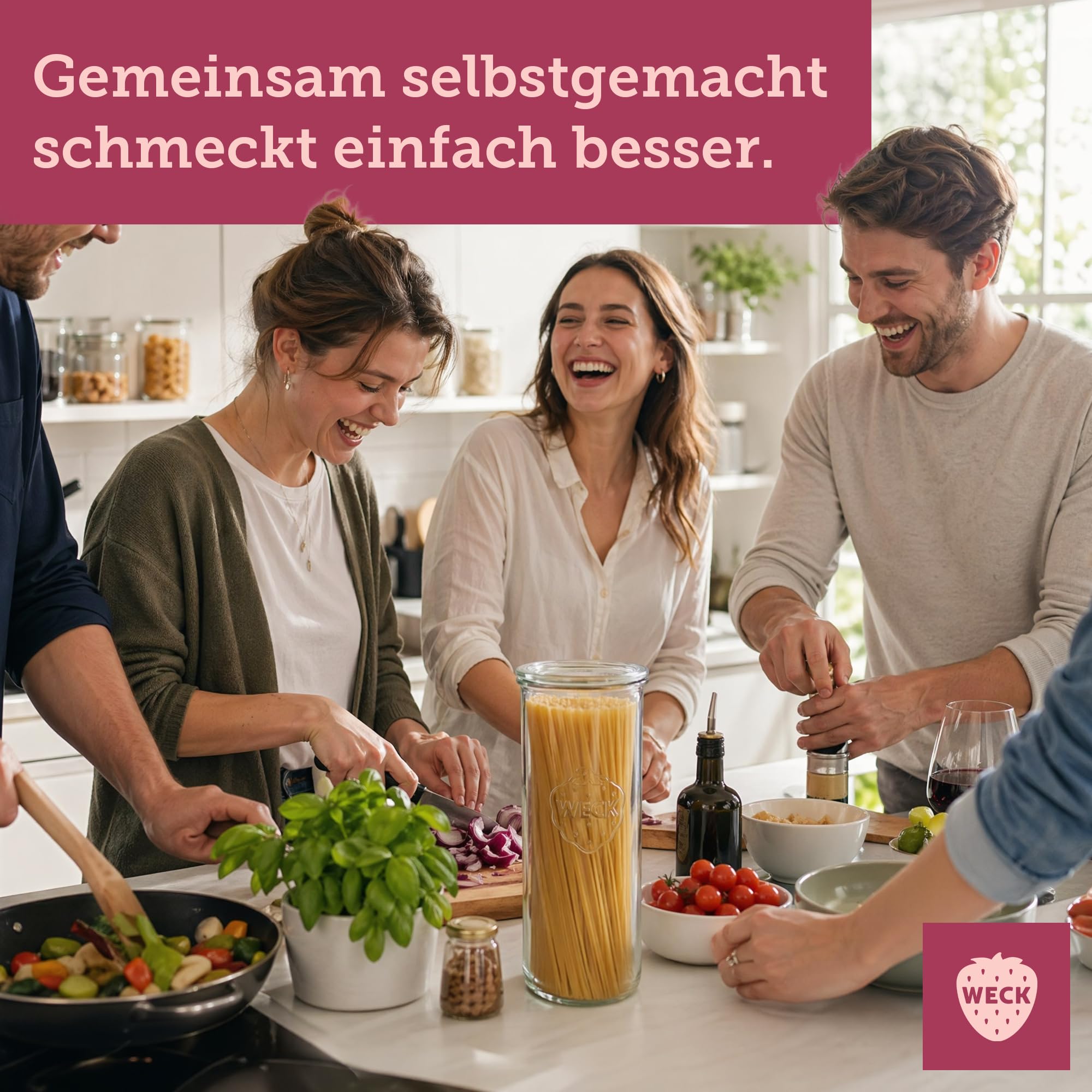 Weck Słoiki 750 ml – Zestaw 6 sztuk z pokrywkami – Kształt odwrócony – Wytrzymałe i sztaplowane słoiki do przetworów i przechowywania – Idealne do Meal Prep, zakwasu i fermentacji – Wielokrotnego