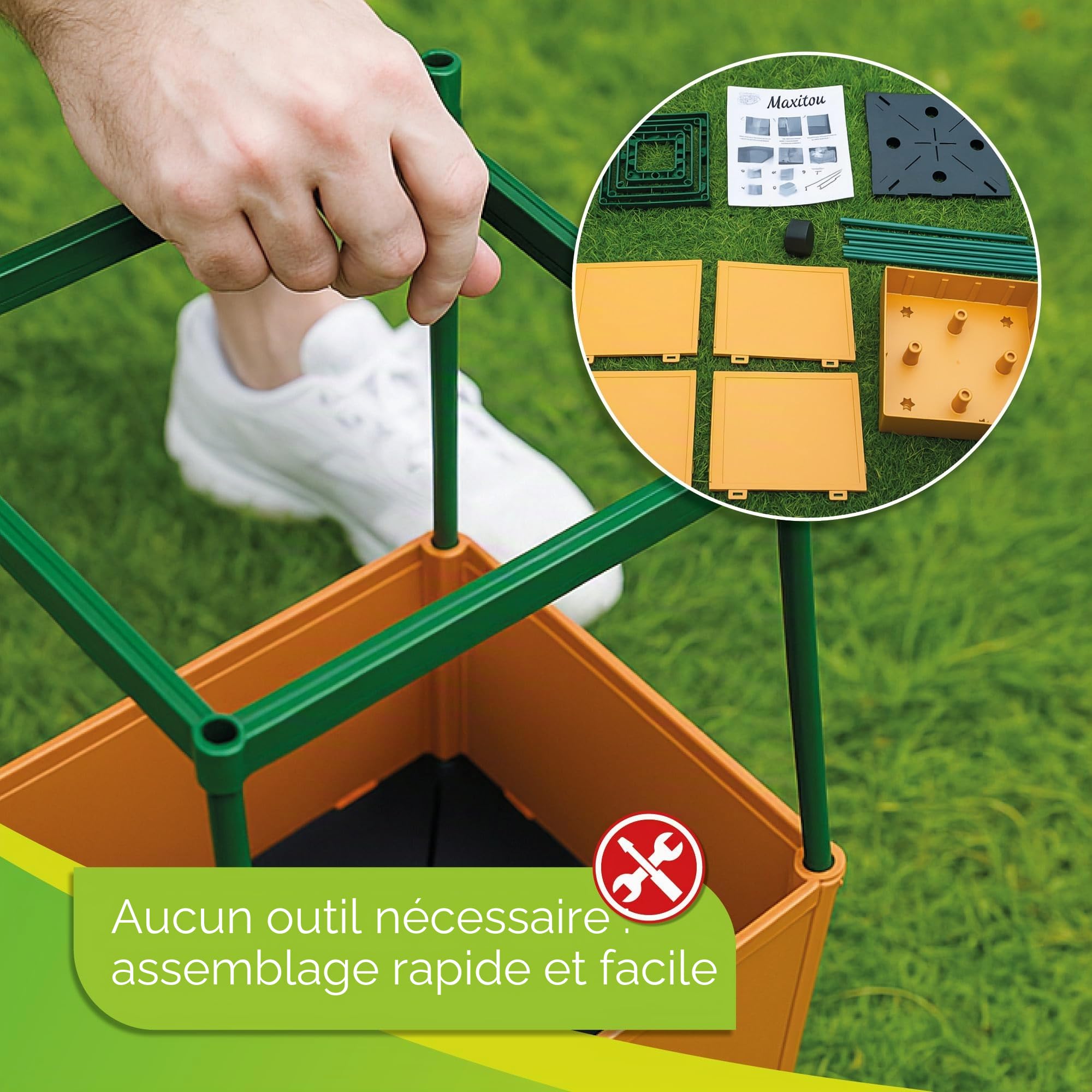 Bio Green Maxitom Lot de 2 jardinières pour tomates avec Treillis de 150 cm et arrosage Automatique, bac de 16 litres pour Plantes grimpantes, Terracotta