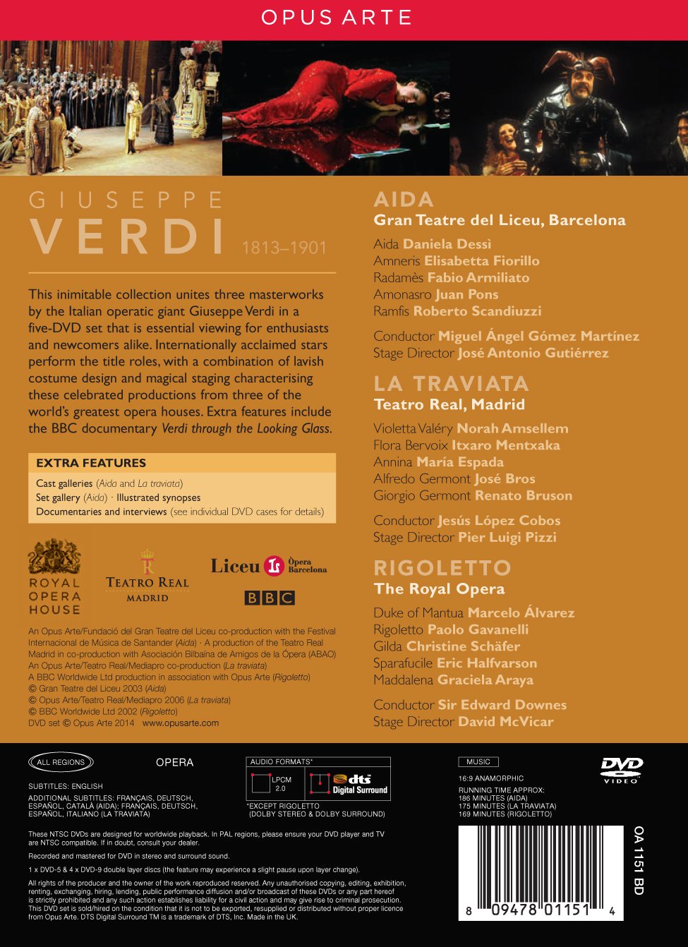 Aida, La Traviata, Rigoletto