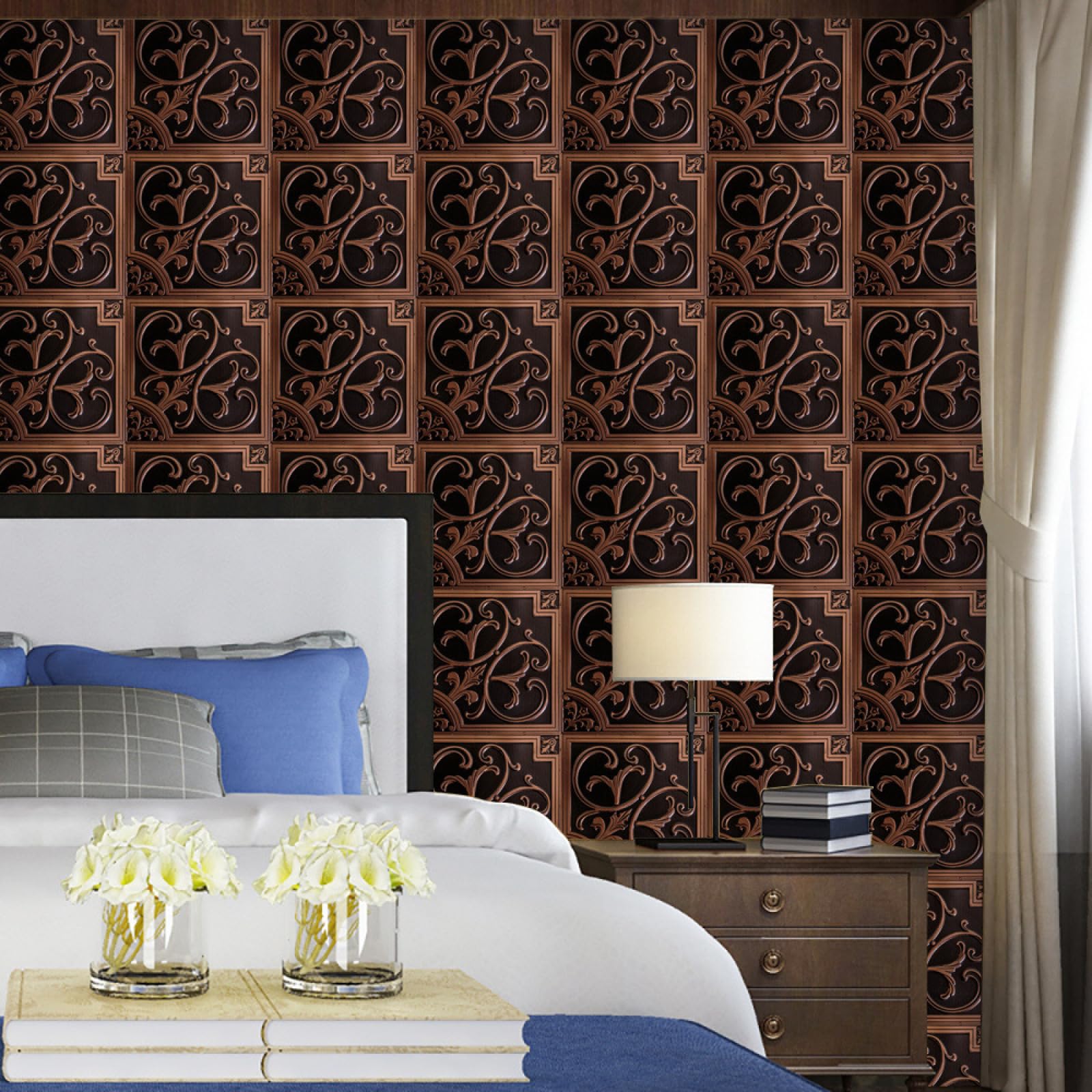Piastrelle Adesive Cucina Modello Colorato Bronzo Pavimento pvc Adesivo Mobili Decorazioni Piastrelle Adesive Bagno Impermeabile Resistenza all'olio Mattonelle Adesive