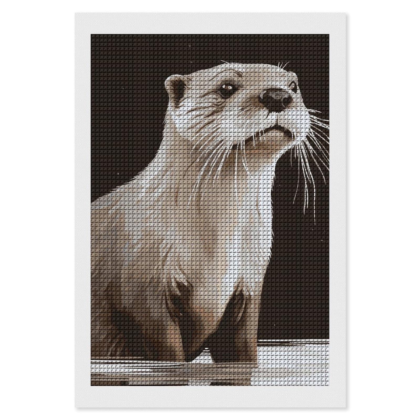 FodPand Otter 5D Diamond Painting Kits for Adults Beginners Full Drill Square Diamond Dots Pictures Gem Art Supplies for Home Wall Room Decoration DIY Craft Set Gift 8x12
