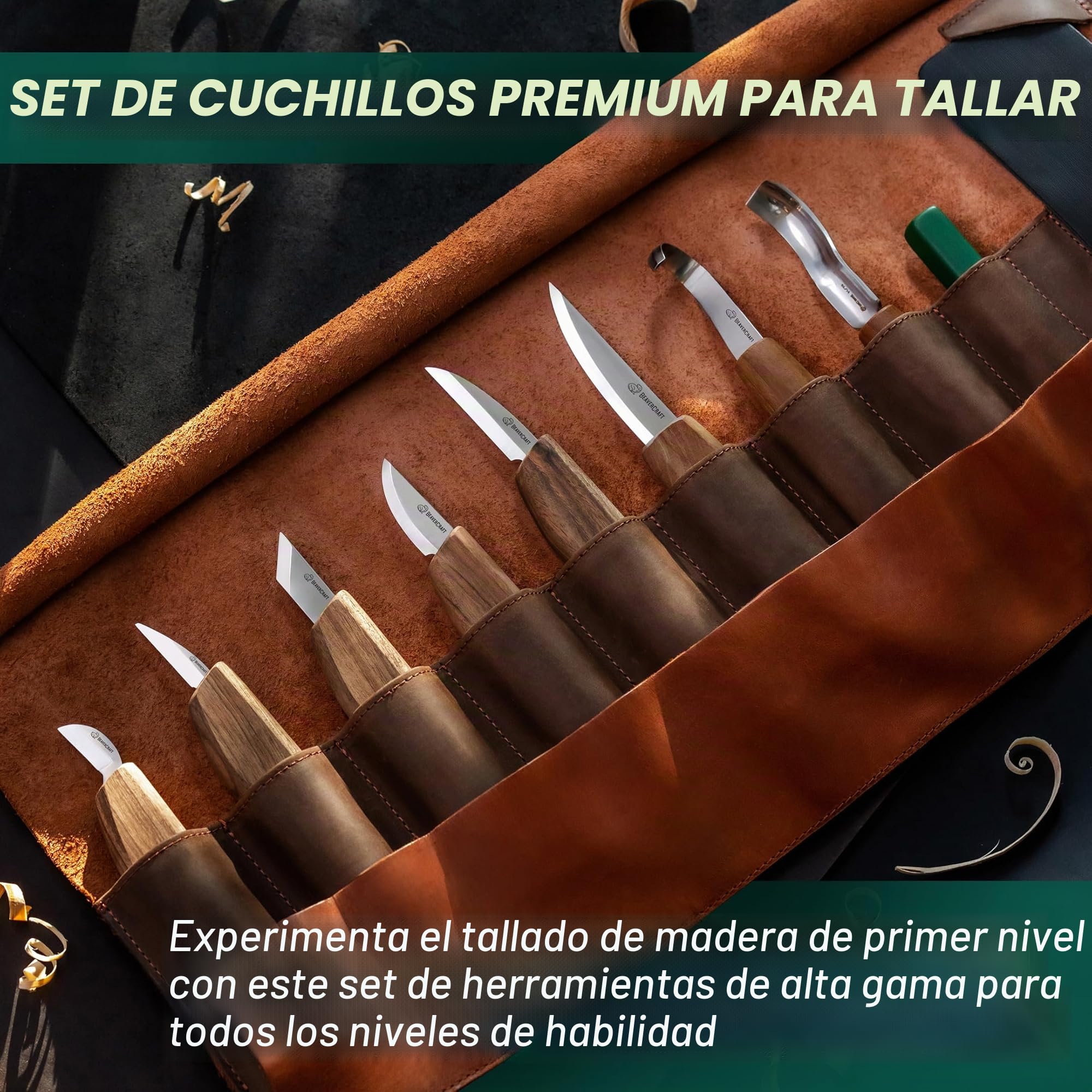 BeaverCraft Kit de Talla de Madera de Lujo S18X - Juego de Cuchillos para Tallar - Juego de Cuchillos para Tallar - Kit para Trabajar la Madera S18X