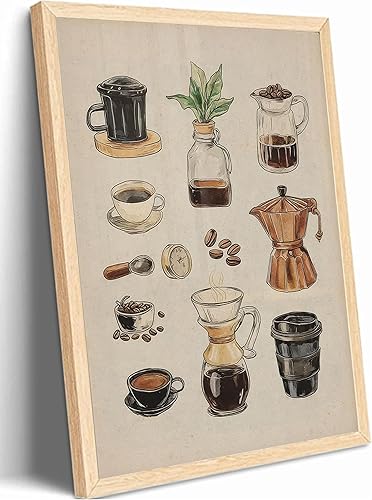 Arte retro de pared de café para cocina, póster de lienzo vintage para cafetería, cuadros funky café, decoración de pared para bar, sala de estar,