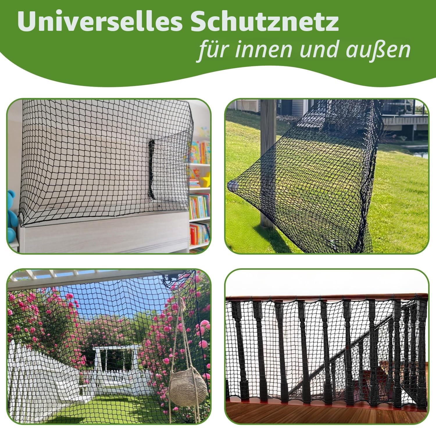 Sicherheitsnetz für Kinder Katzennetz für Balkon Polyester Schutznetz hochbett Netz Rausfallschutz Treppenschutznetz Geländerschutznetz Knotenlos Universal Sicherheitsnetz, Schwarz(1X2m)