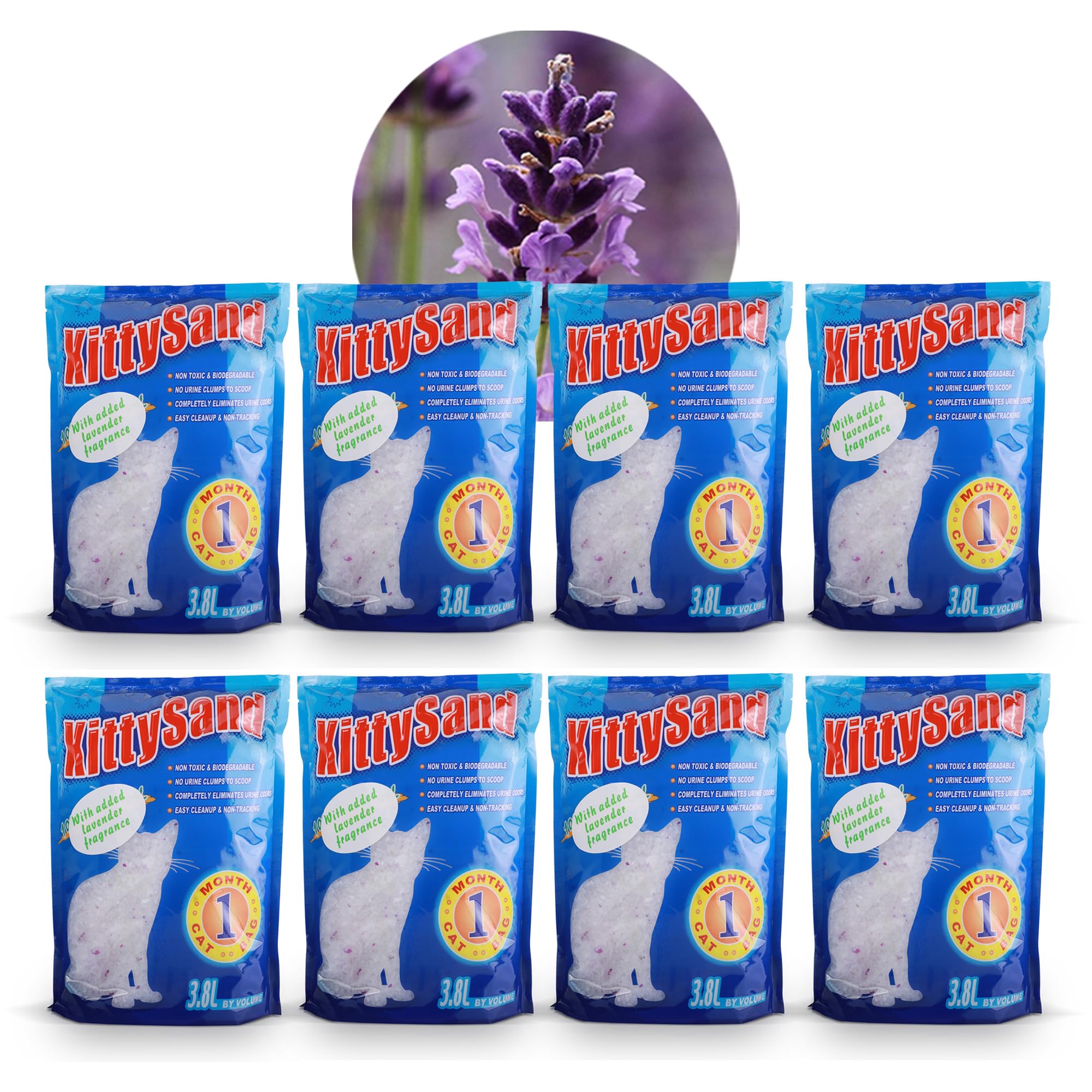 Sponsored Ad – 100% Natural, Lavender Scented Silica Crystal Premium Quality, Odor Control, Low Dust Cat Litter 3.8L - Pack of 8