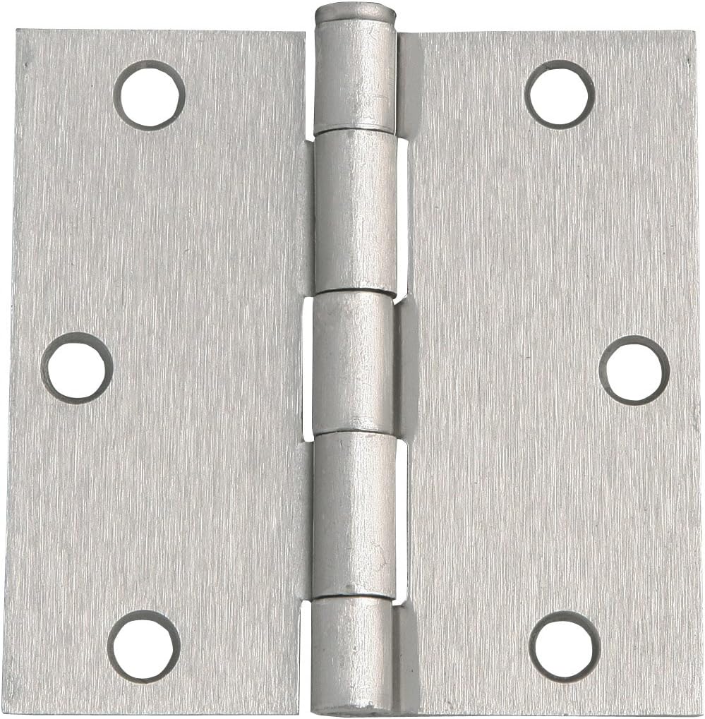 Design House 202515 6-Hole Square Door Hinge, 3.5", Satin Nickel, 3.5" x 3.5"