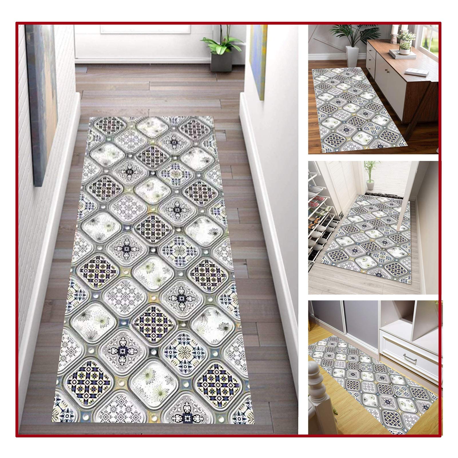 Tapis de couloir anti-glisse lavable et mince de 0.6cm pour une entree propre et sans chute