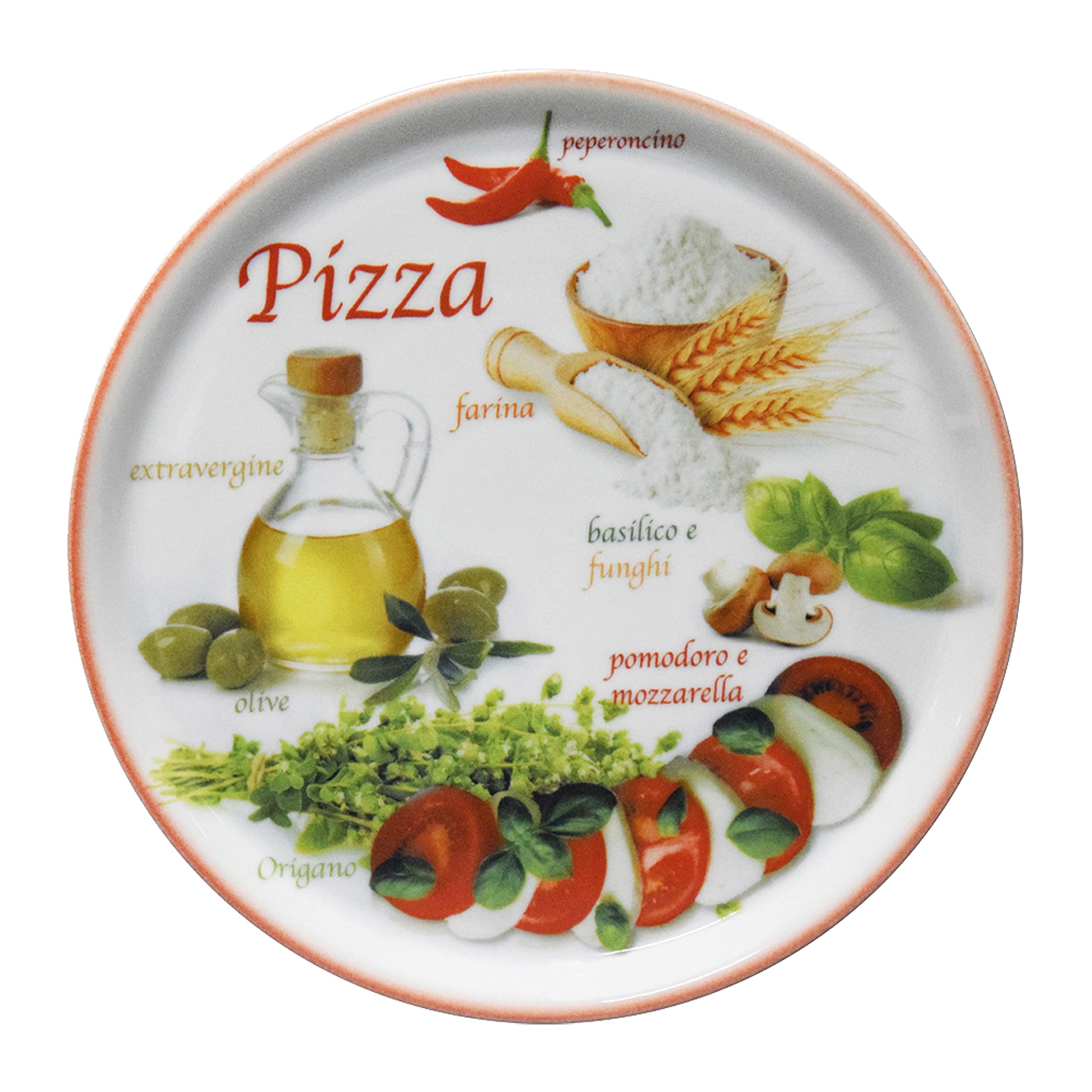 MamboCat Napoli Red Lot de 6 assiettes à pizza rouges Ø 32 cm I Assiettes de service avec motifs