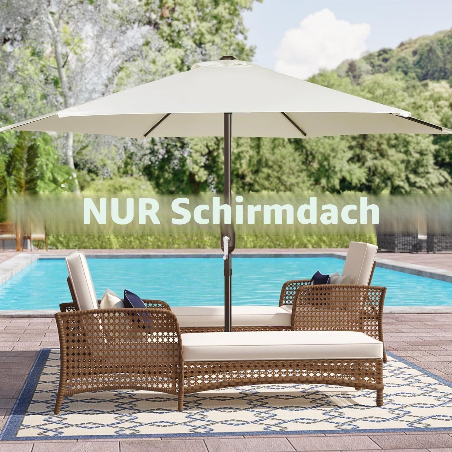 Sonnenschirm Ersatzbezug 3M 6 Streben Bespannung. Robustes Und Dickes Tuch Für Garten-Sonnenschirme, Ersatzbezug Für 3M Sonnenschirm Mit 6 Streben