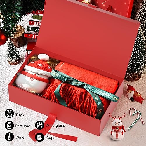 Miniatura 9 de GIFTHOPE Cajas de regalo de Navidad de alta calidad con tapas, cajas de Navidad decorativas para regalos, 12.6 x 7.9 x 4.4 pulgadas, caja de regalo