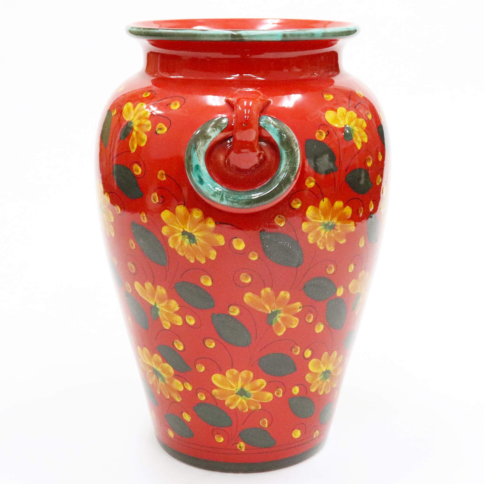 Amazon｜【イタリア製 マヨルカ焼 傘立て】レッド・花柄 33×32×H45cm