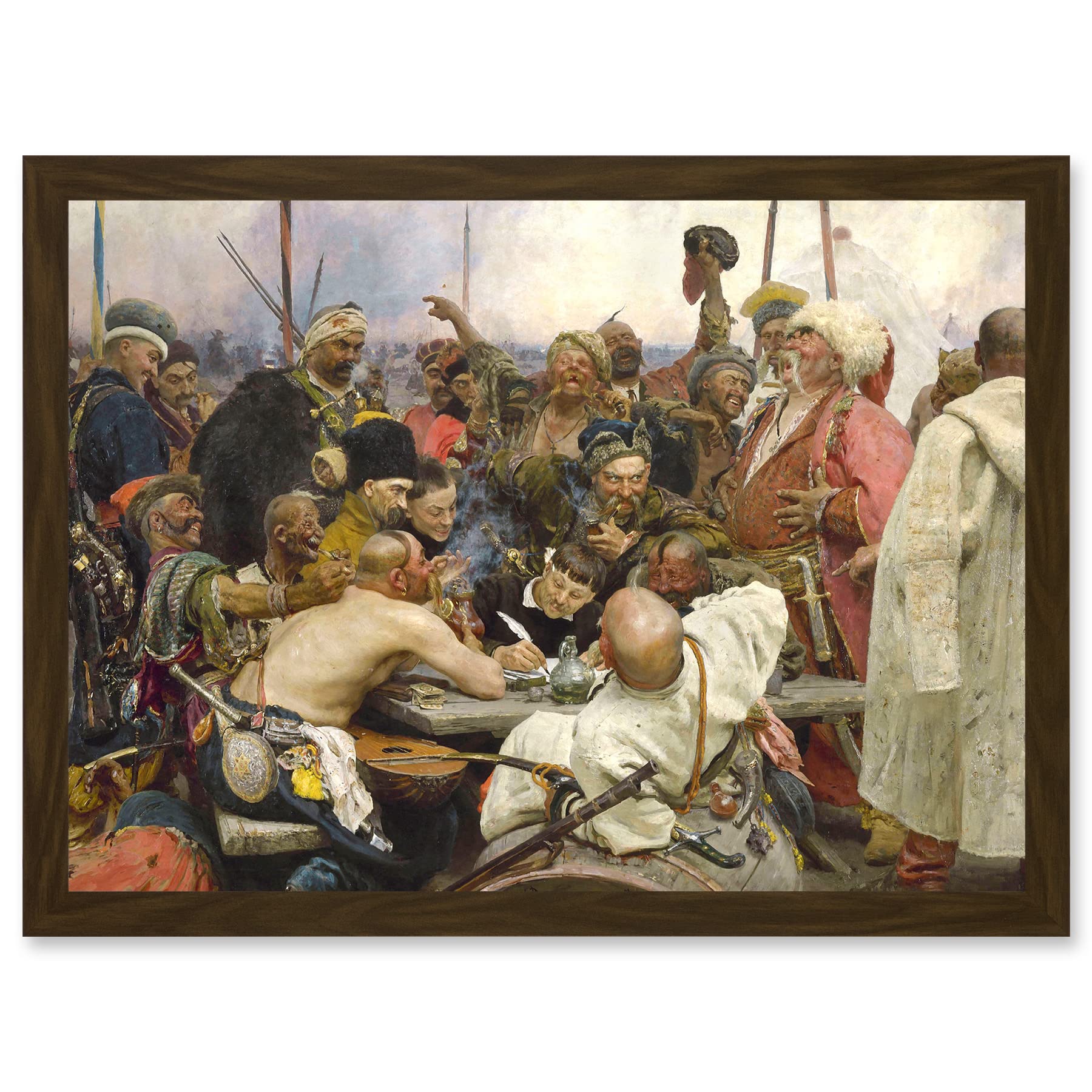 Ilya Yefimovich Repin Cossacks Painting Artwork - Framed Wall Art Print - A4 Size - Artery8