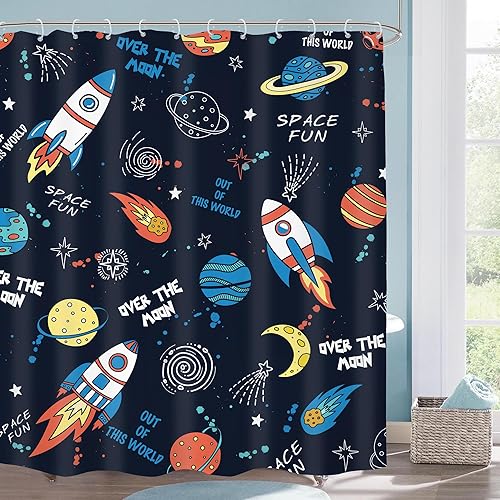 Miniatura 9 de Cortina de ducha con alfabeto ABC para niños, 60 pulgadas de ancho x 72 pulgadas de alto, diseño de animales de dibujos animados, hojas de