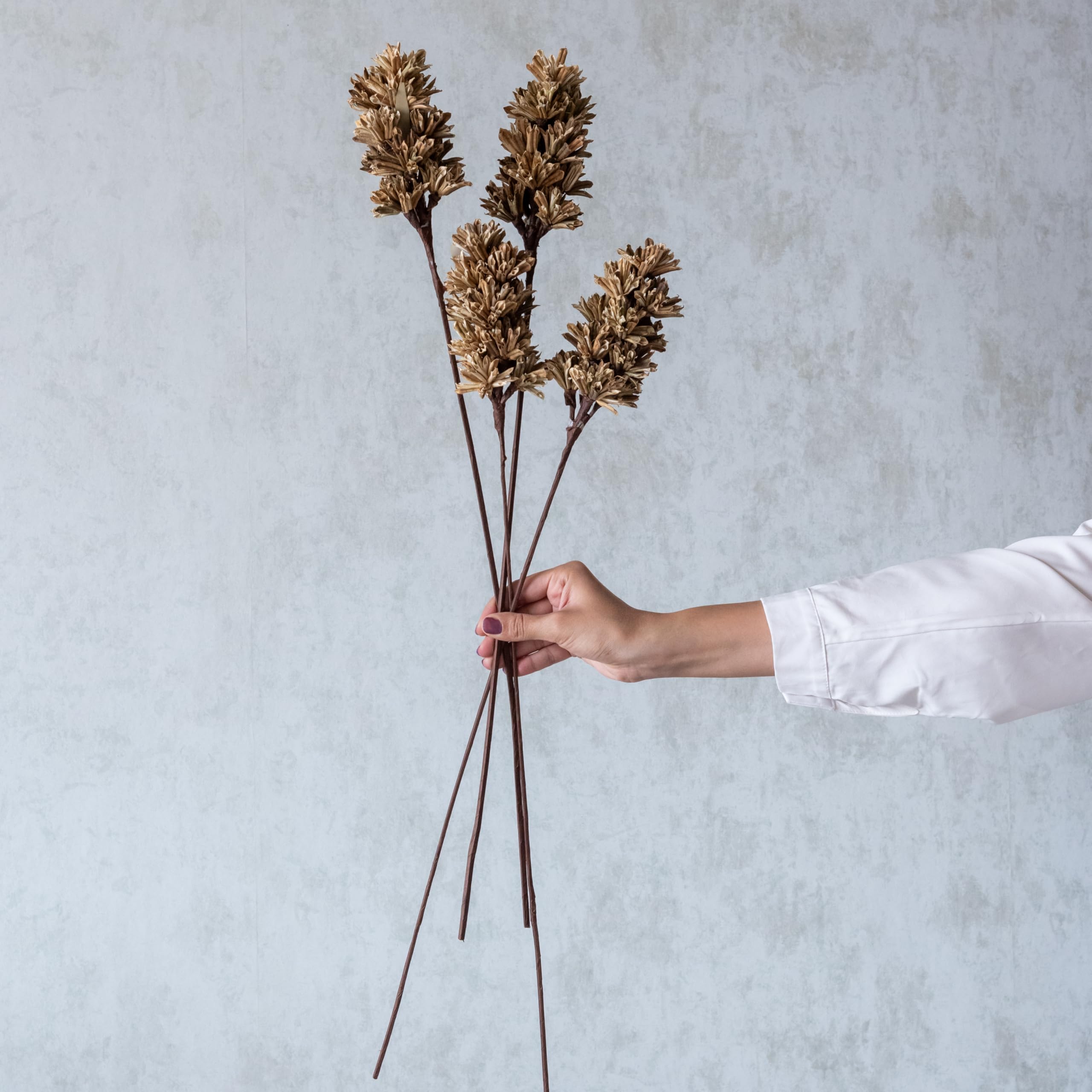 Handmade Brown Artichoke Sticks (Set of 5) | Natural Dried Flower | Eco-Friendly Flowers for Home, Office, Bedroom, Table Decoration and Craft Items Corner (Without Vase Pot)-image-30