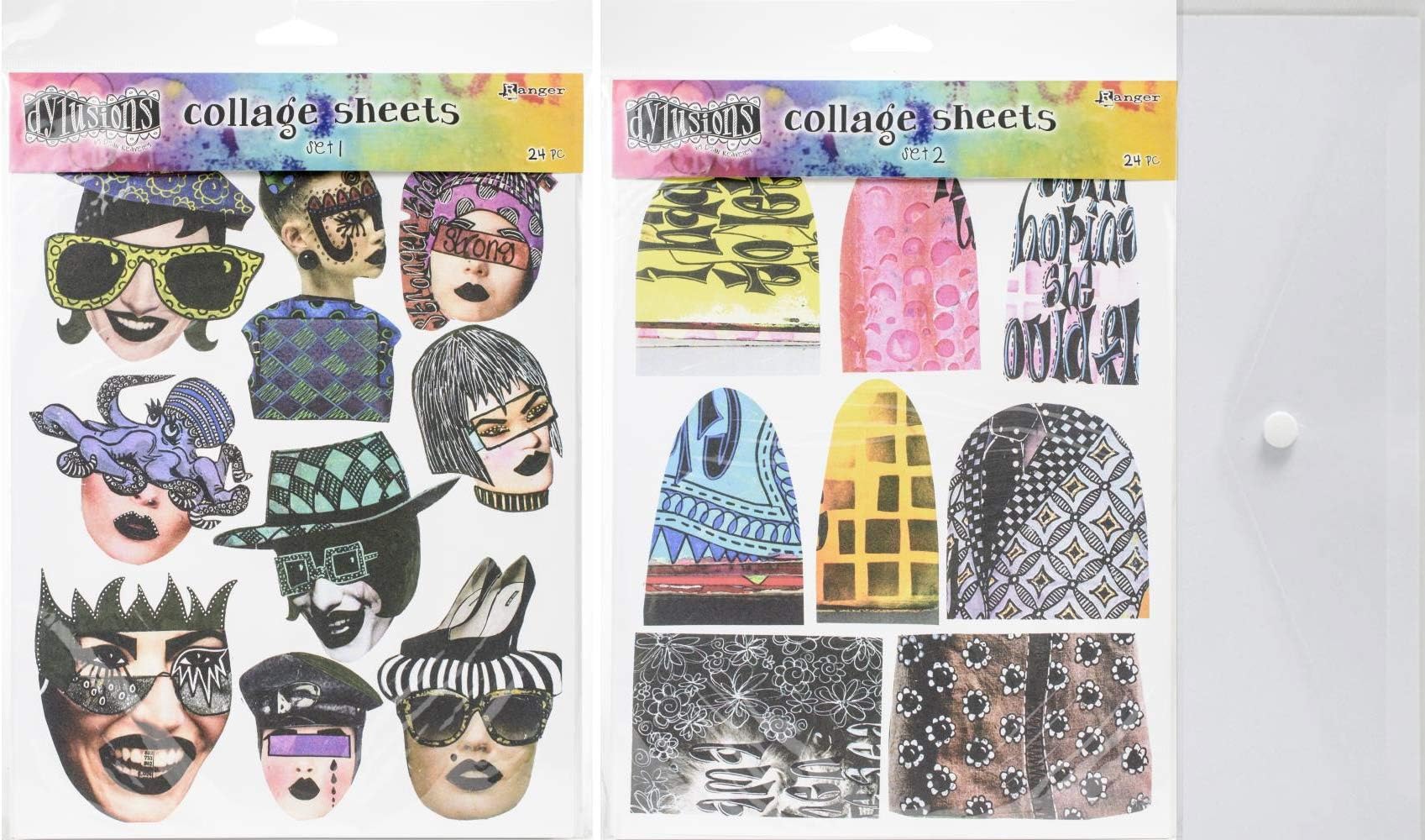 Dyan Reaveley - Dylusions Collage Sheets - Set 1 and Set 2 with Storage Envelope - 3 Items