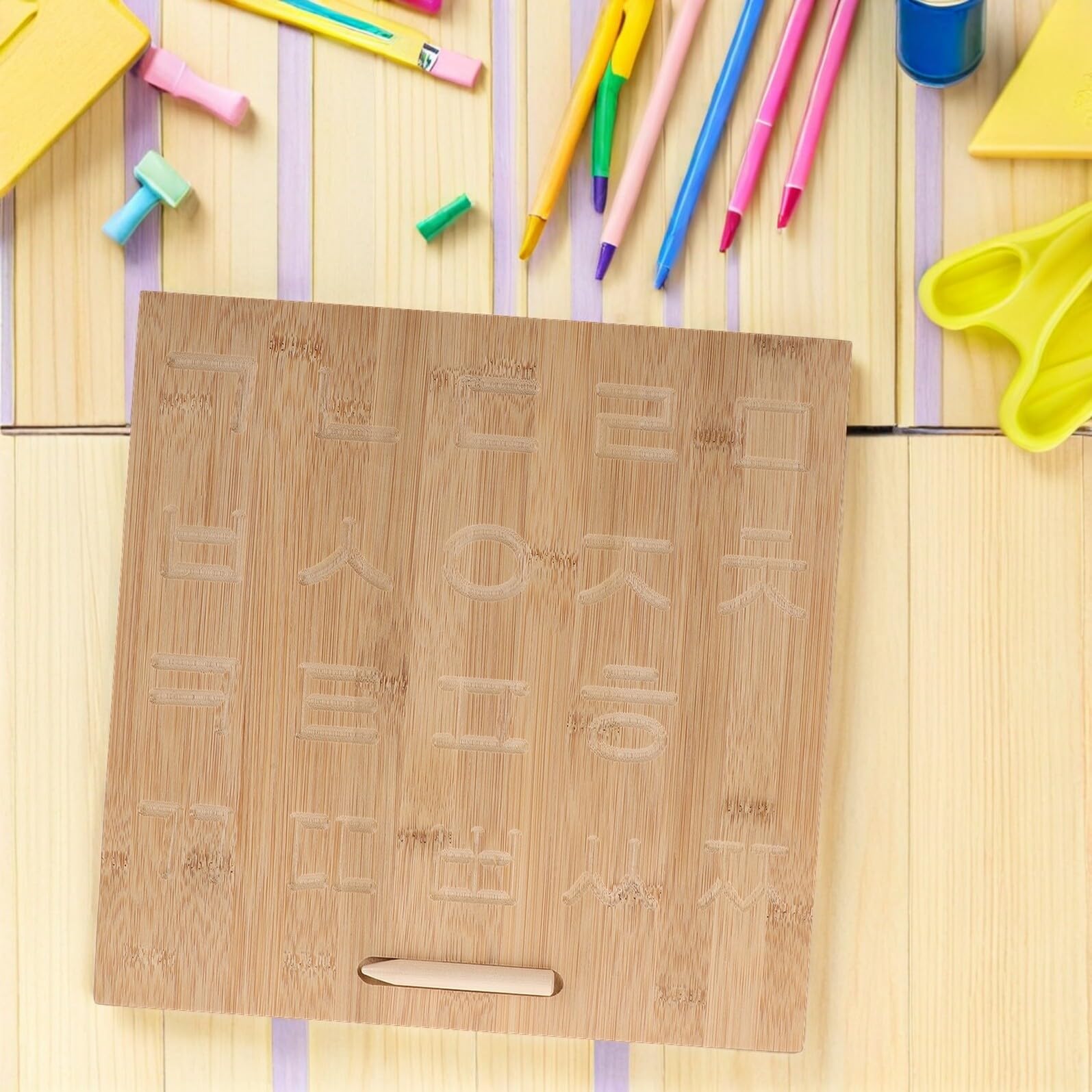Healvian Pizarra de Escritura Bambú Herramienta de Trazado de Escritura Mano Material de Aprendizaje Preescolar para Practicar Habilidades Motoras Finas Casa o Escuela