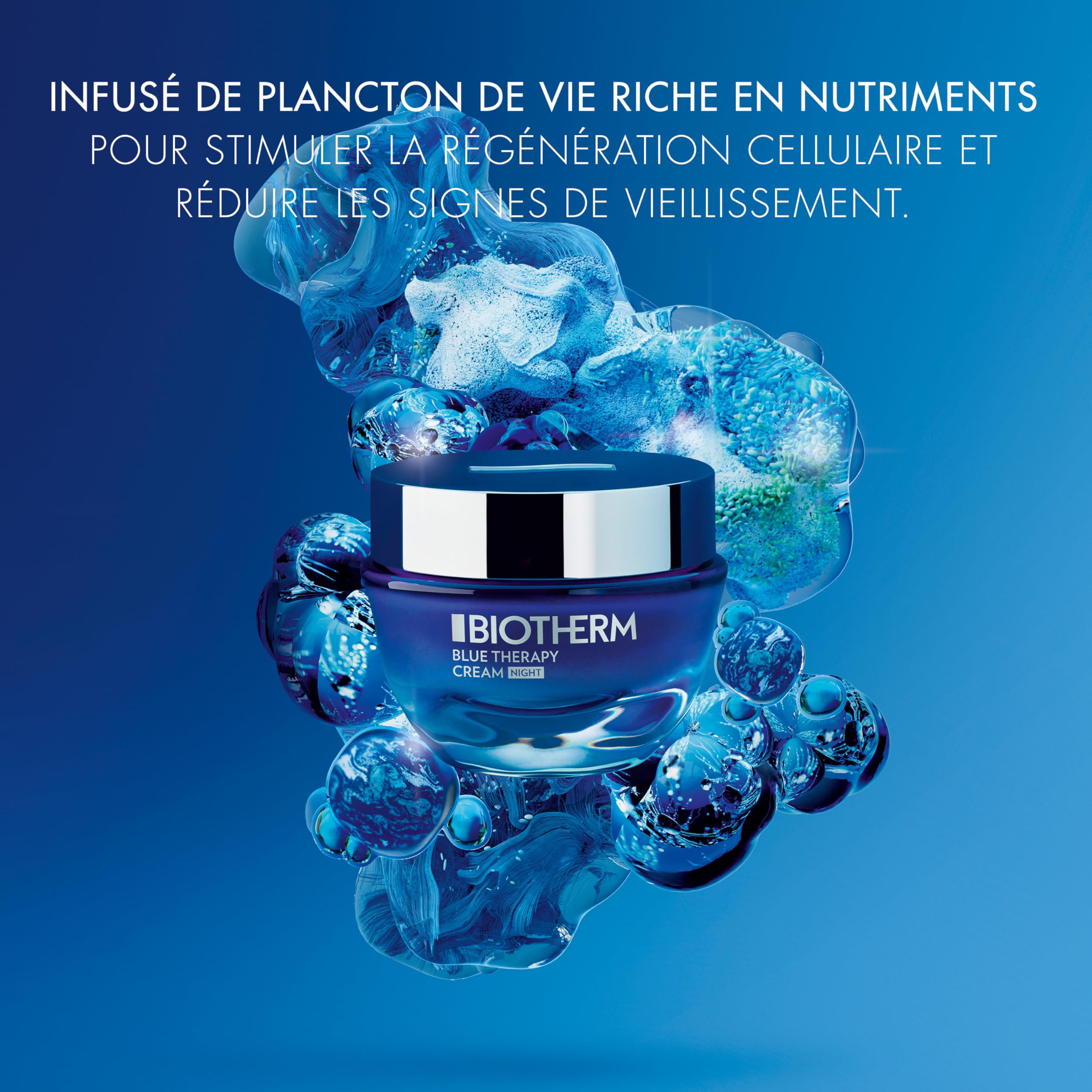 Biotherm Blue Therapy Crème Nuit Anti-Âge Rides Taches Brunes | Plancton de Vie, Texture riche onctueuse, Régénération nocturne, Perte de fermeté, Tous types de peaux