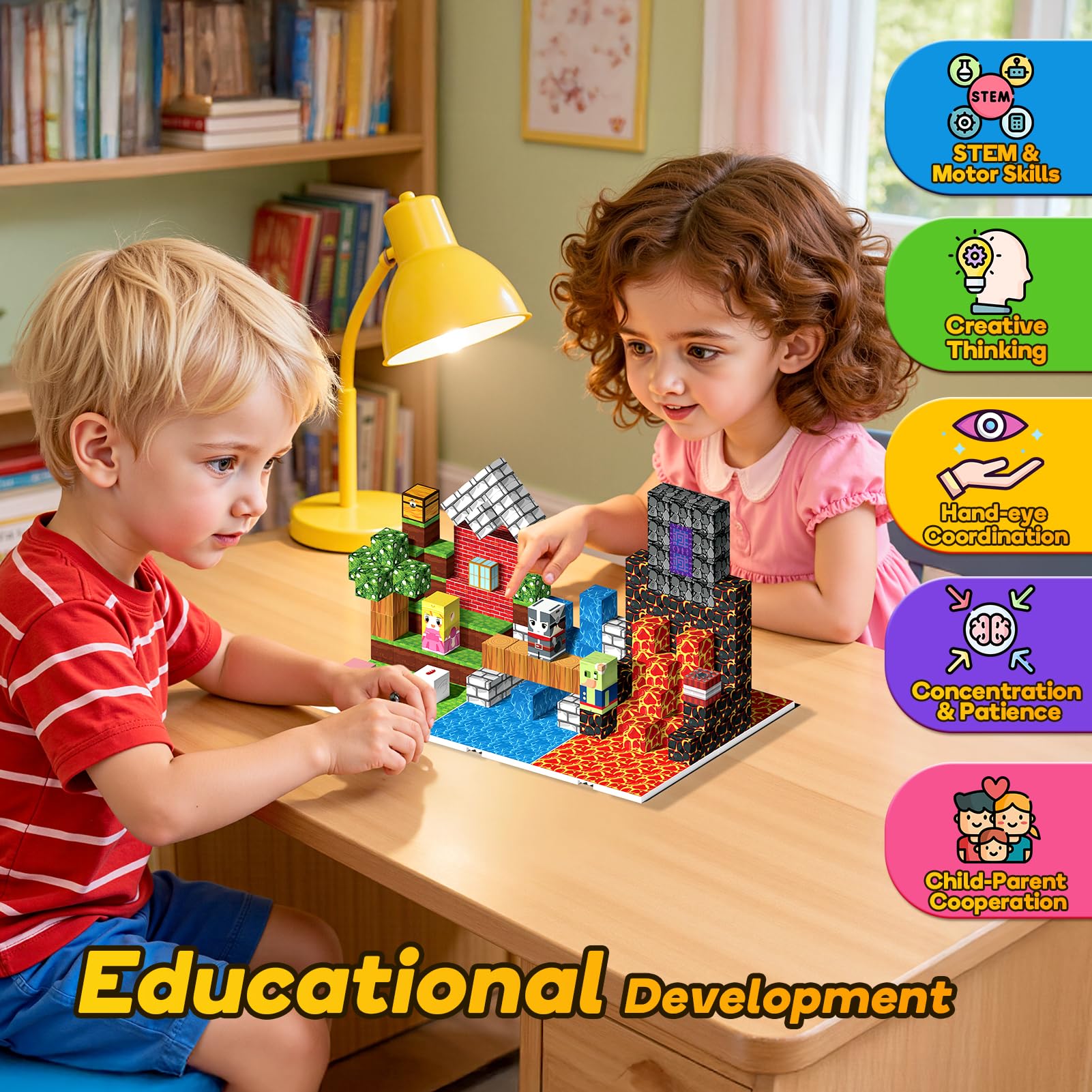 Wootoyz Magnetische Bausteine Blöcke 150 Stück, Spielzeug ab 3 4 5 6 Jahre Jungen Mädchen Magnetbausteine Kinder Geschenk Junge 3-6 Jahre Kreatives STEM Magnetspiel Montessori Lernspielzeug