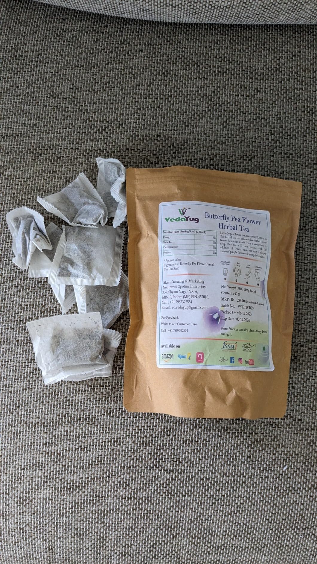 VY VedaYug Rosemary Tea Bags 50 EcoFriendly Tea Bags/Caffeine Free