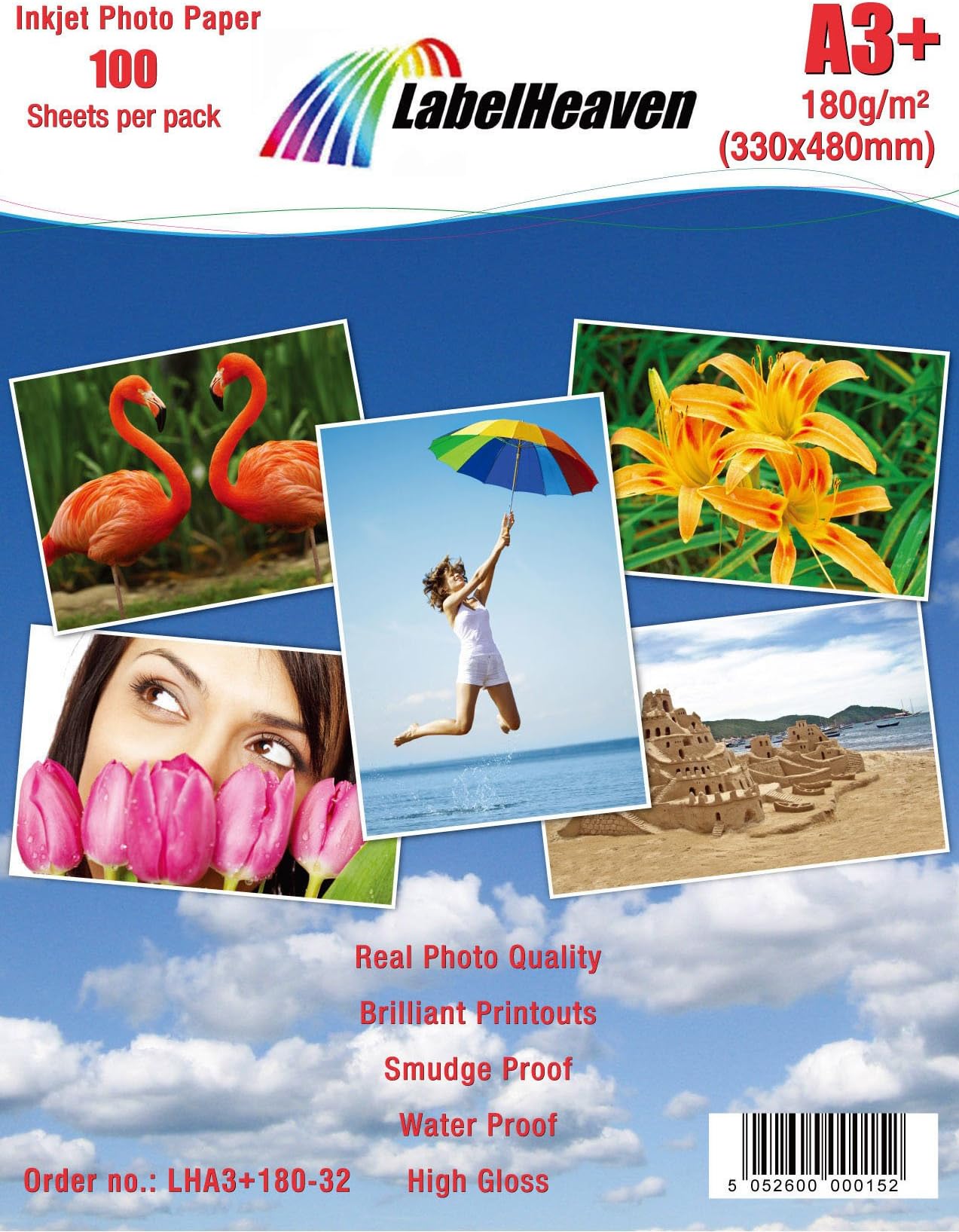 Labelheaven LH A3 +; 180 – 32 Photo Paper A3 Plus, 180 g/m² 100 Sheets