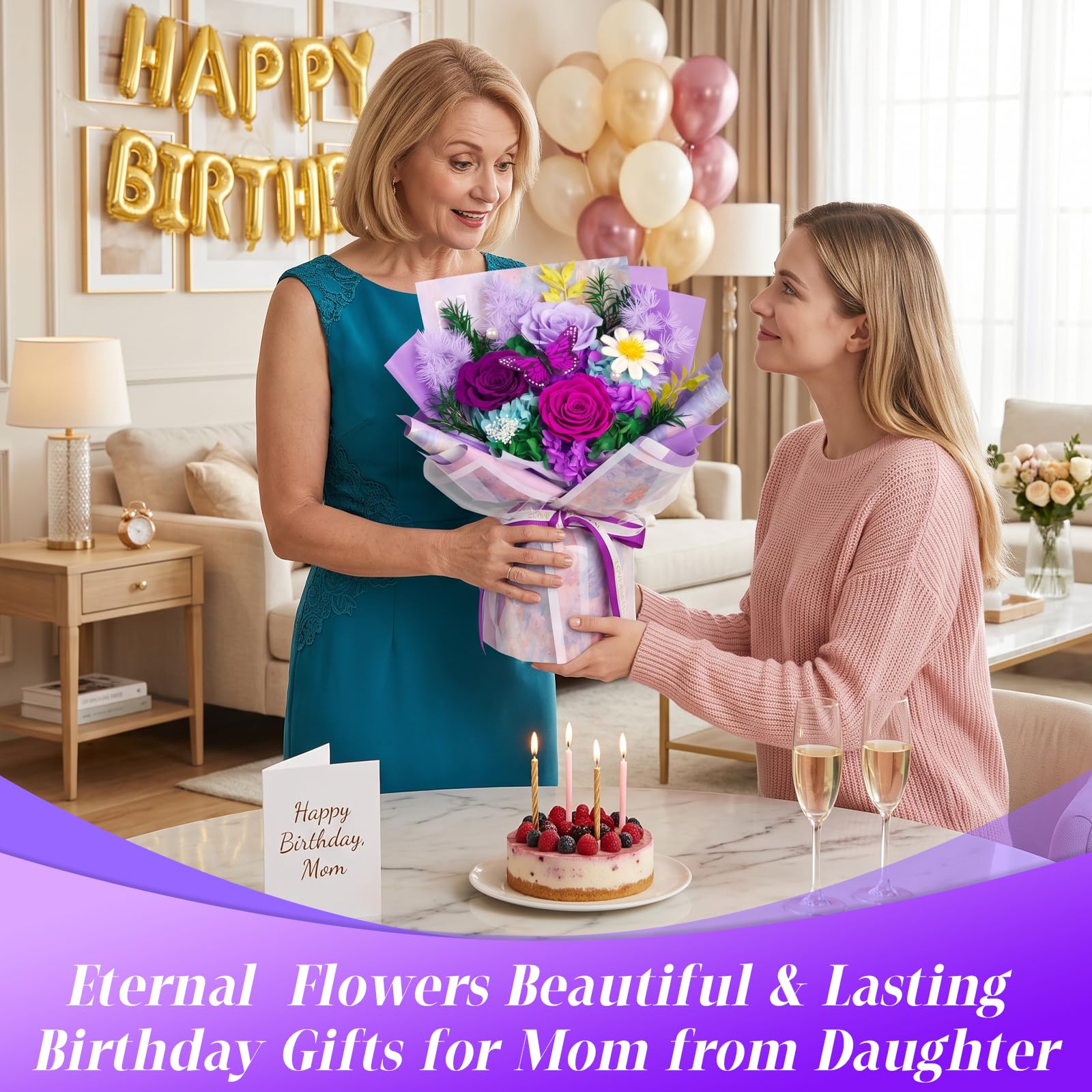 Ramo de flores preservadas para regalos de cumpleaños para mujer: duración