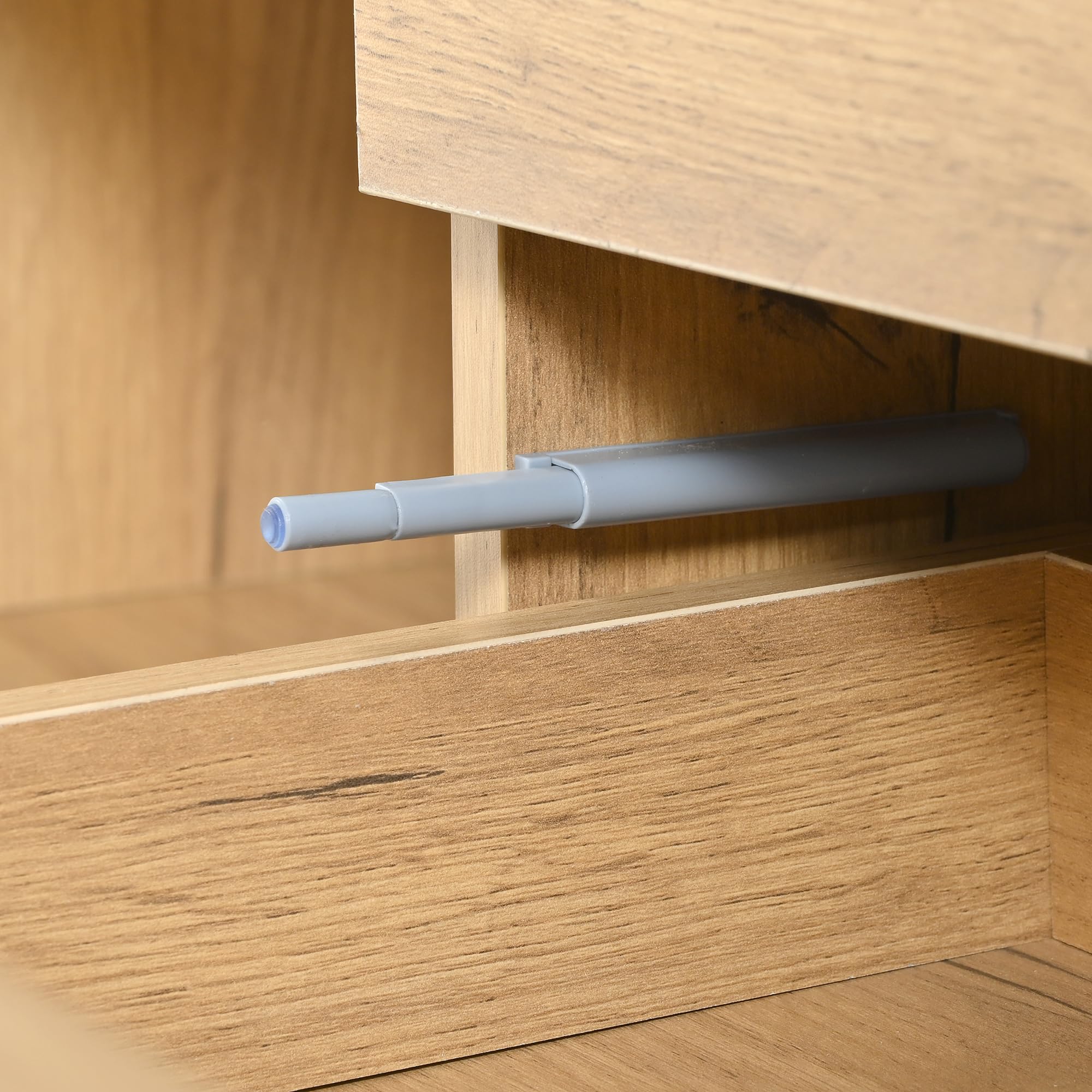 Mobile TV pannello basso in colore bianco e legno, può essere appeso alla parete o posizionato sul pavimento