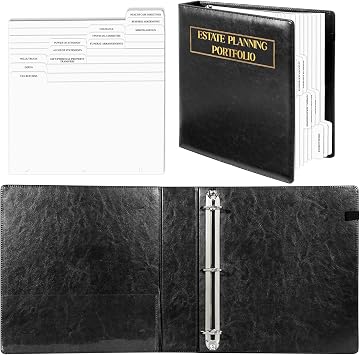 Estate Planning Portfolio Binder Leather 11 * 11.5Inch Estate Planning Index Tab Dividers Estate Organizer with Labels 3-Ring Binders Leather Material for Estate Planning Attorney Personal Use 1