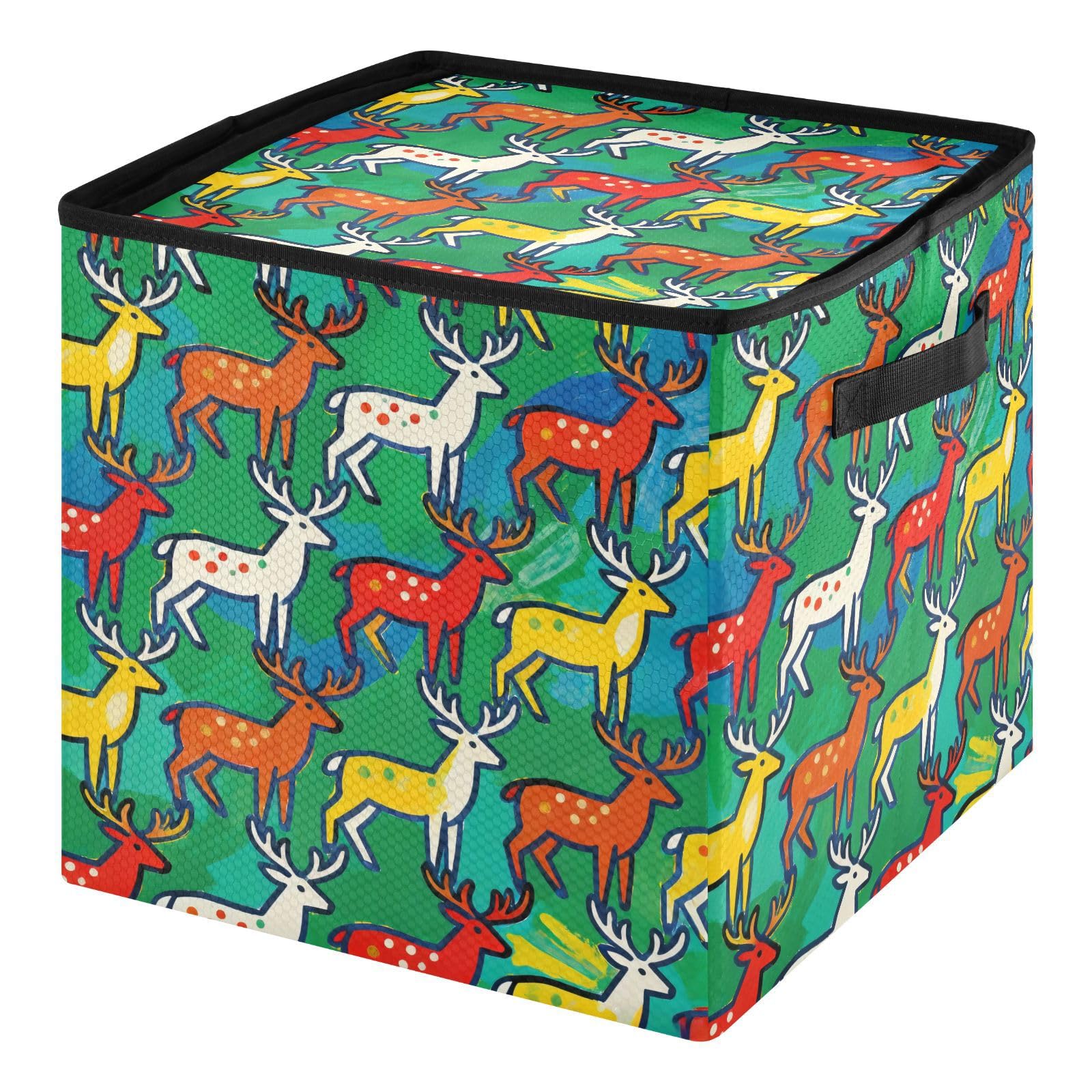 Sac de rangement pour décorations de Noël haute capacité 64 boules avec motif renne coloré