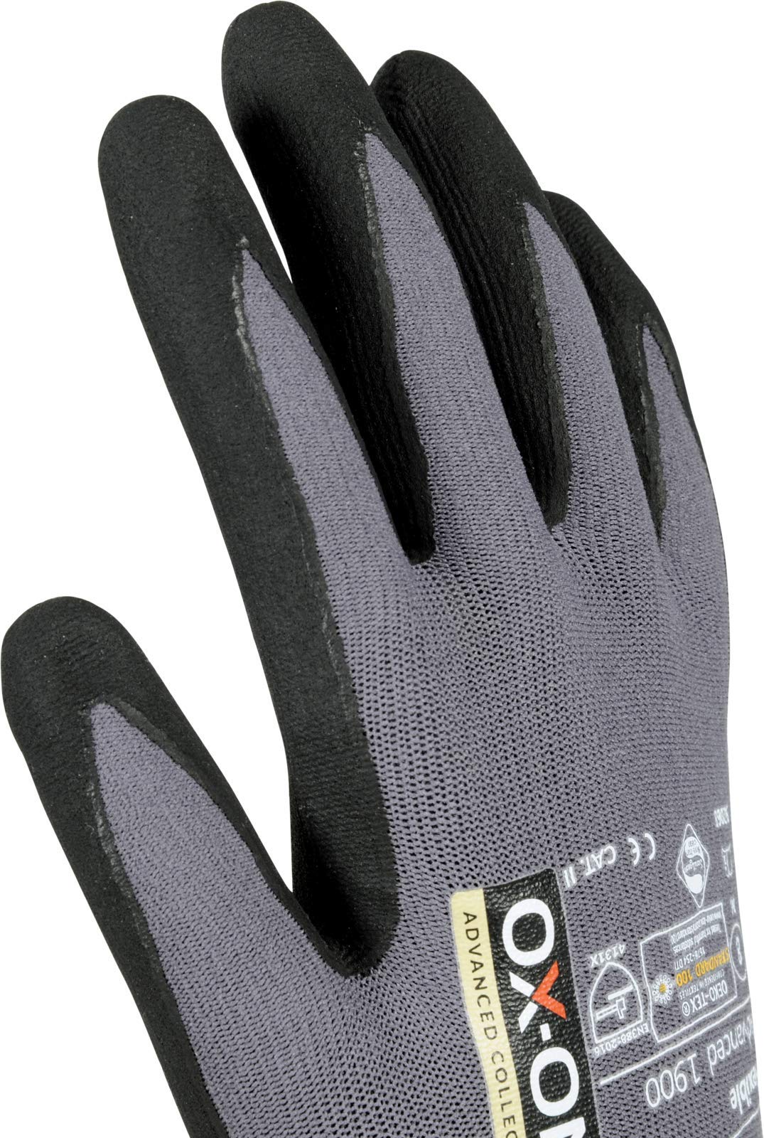 Guante OX-ON flexible Advanced 1900 - Guantes de montaje de nitrilo (talla 6-12, duraderos y aptos para pantalla táctil, ajuste perfecto (7/S)