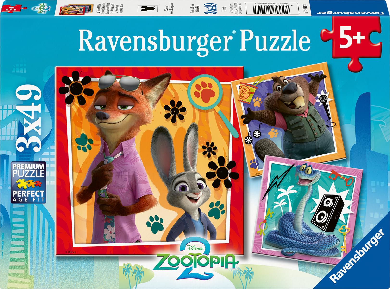 English Utopia-イングリッシュユートピア　HUNTING Ravensburger Zootopia 3 x 49 piece Jigsaw Puzzles for Adults and