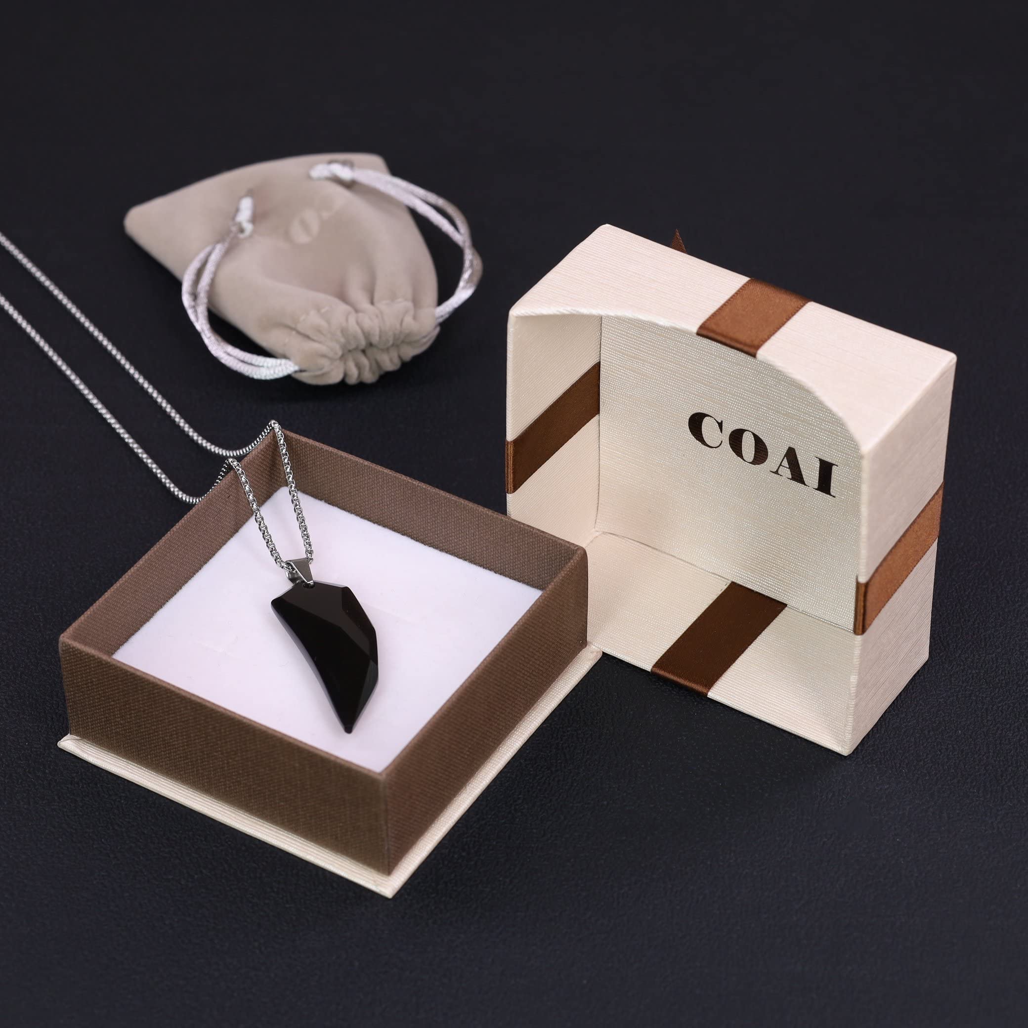 COAI Collier Chaîne Pendentif Dent de Loup Amulette Homme Femme