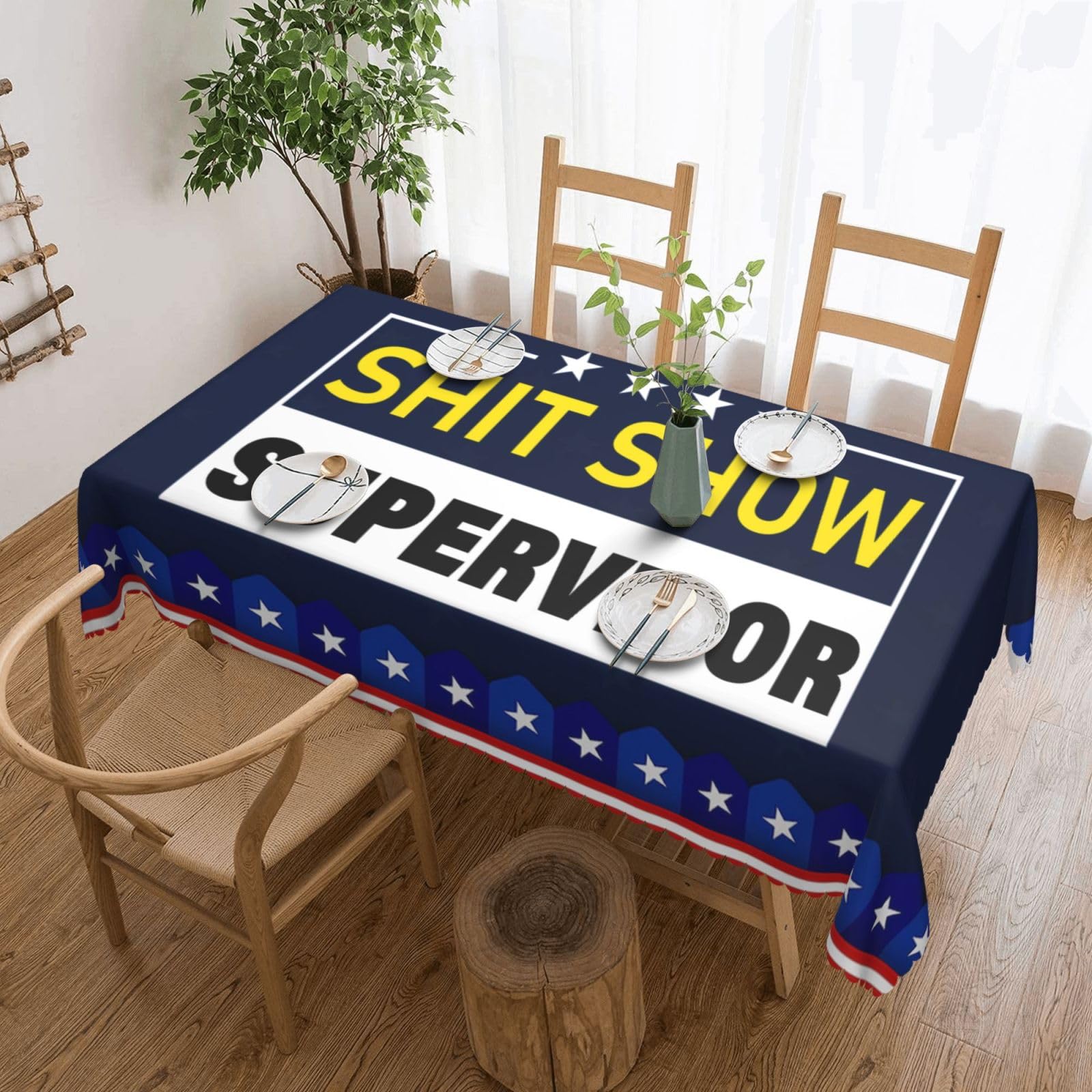 SMAZDFXX Shit Show Supervisor 54 x 72in Table Cloth,Polyester Rectangle Tablecloth for Kitchen Dining