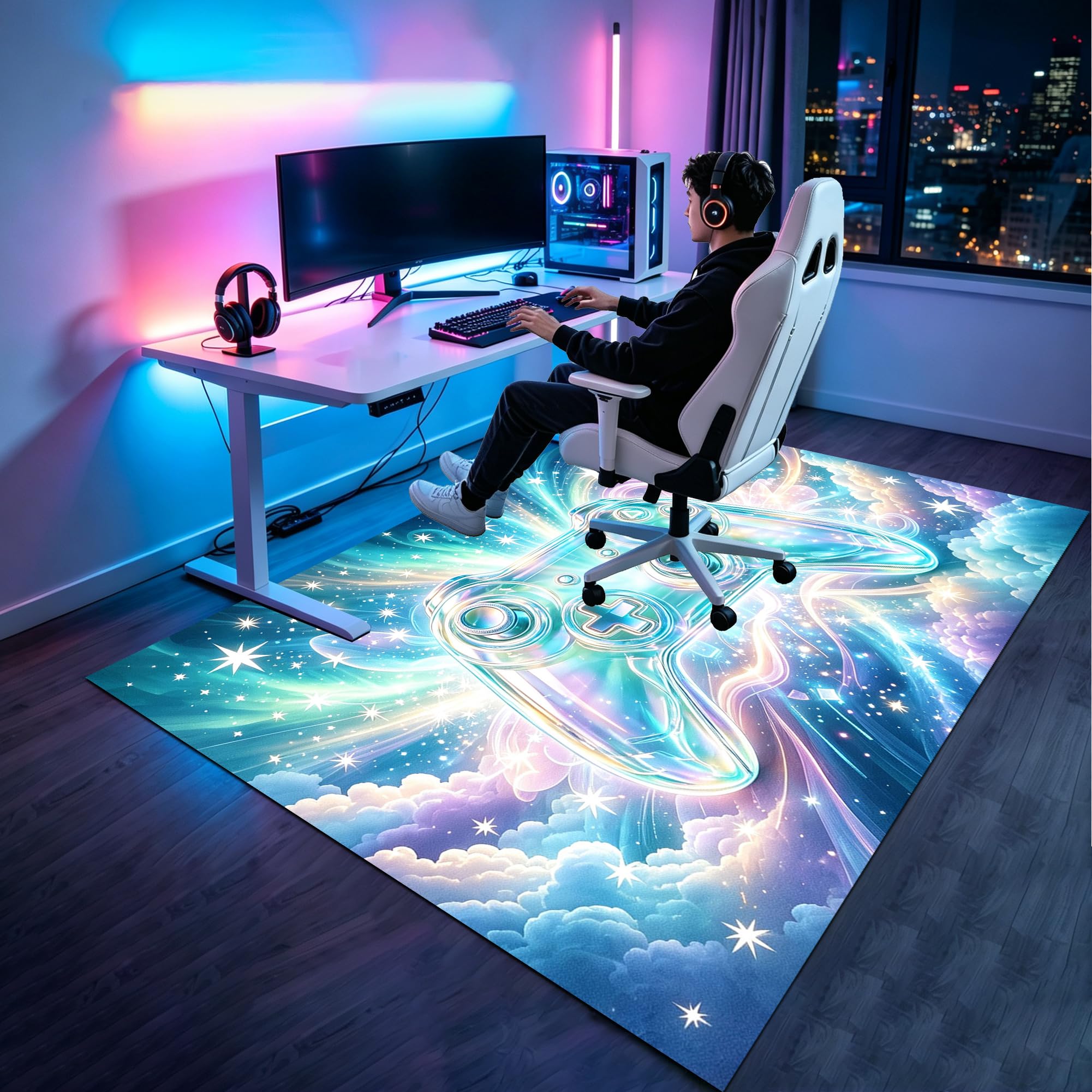 Tapis de Chaise Gaming Tapis Chaise de Bureau 100 x 160 cm