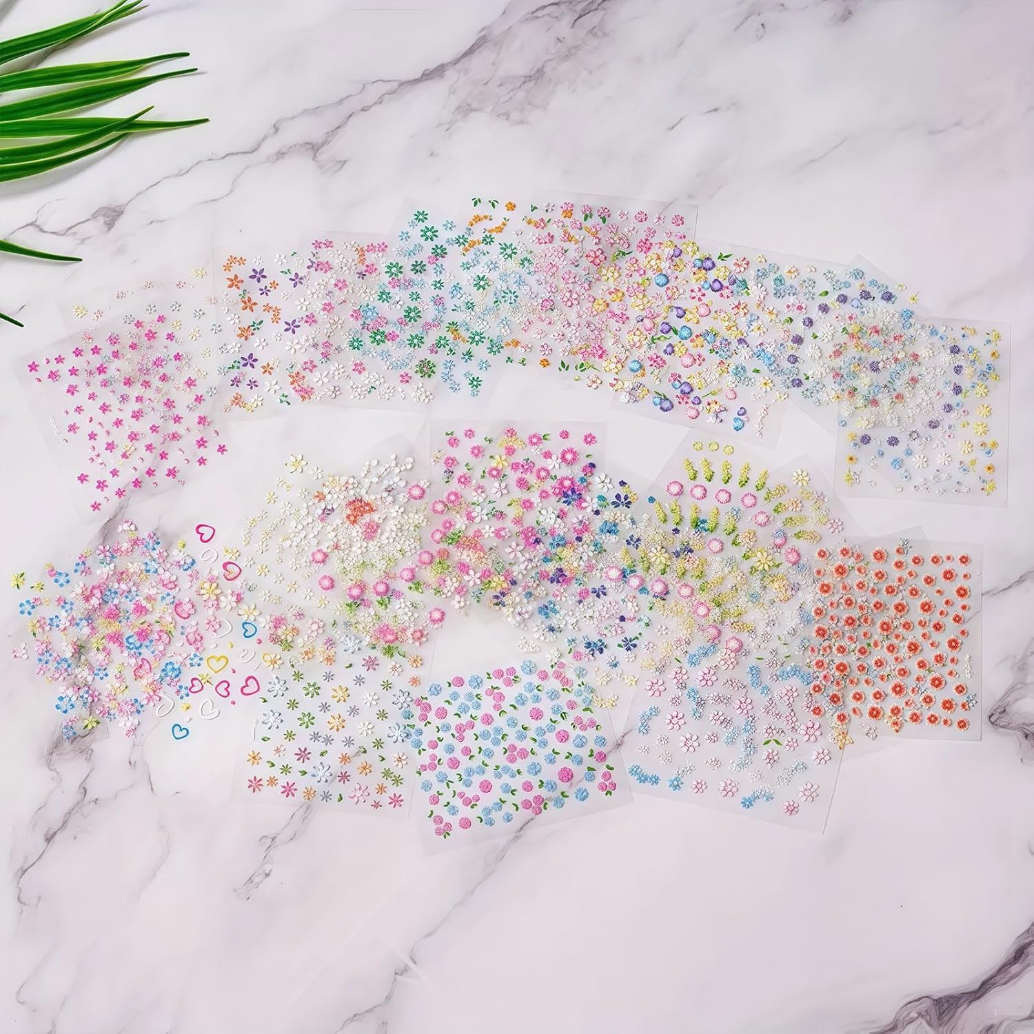 30 Sheets Flower Nail Art Stickers, 3D Self Adhesive Daisy Floral Heart Butterfly Nail Decals Design Supplies Decorations Accessories for Women and Girls