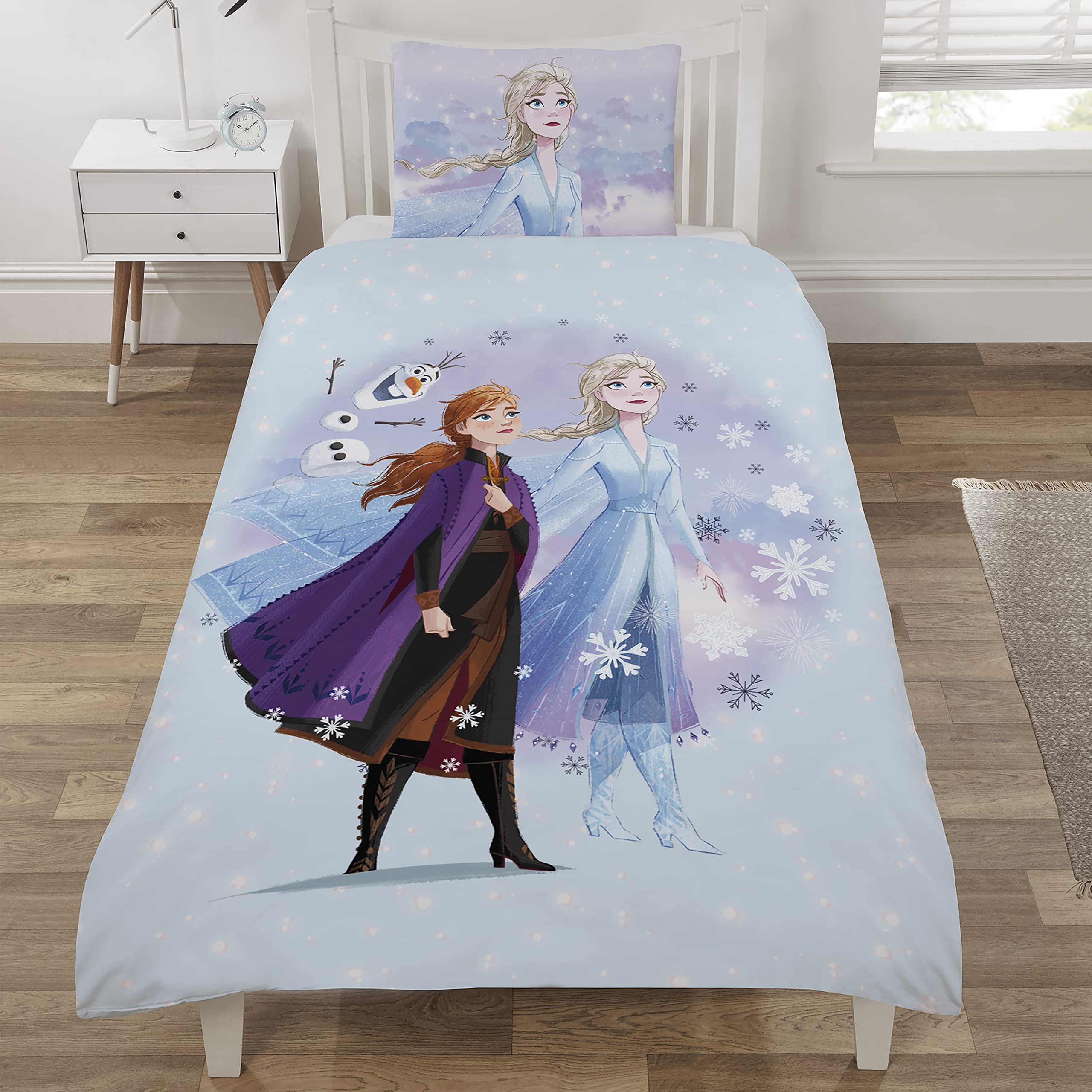 Coco Moon Disney Frozen Snowflakes Single Duvet Bedding Merchandise Set For Kids (frbd8844)