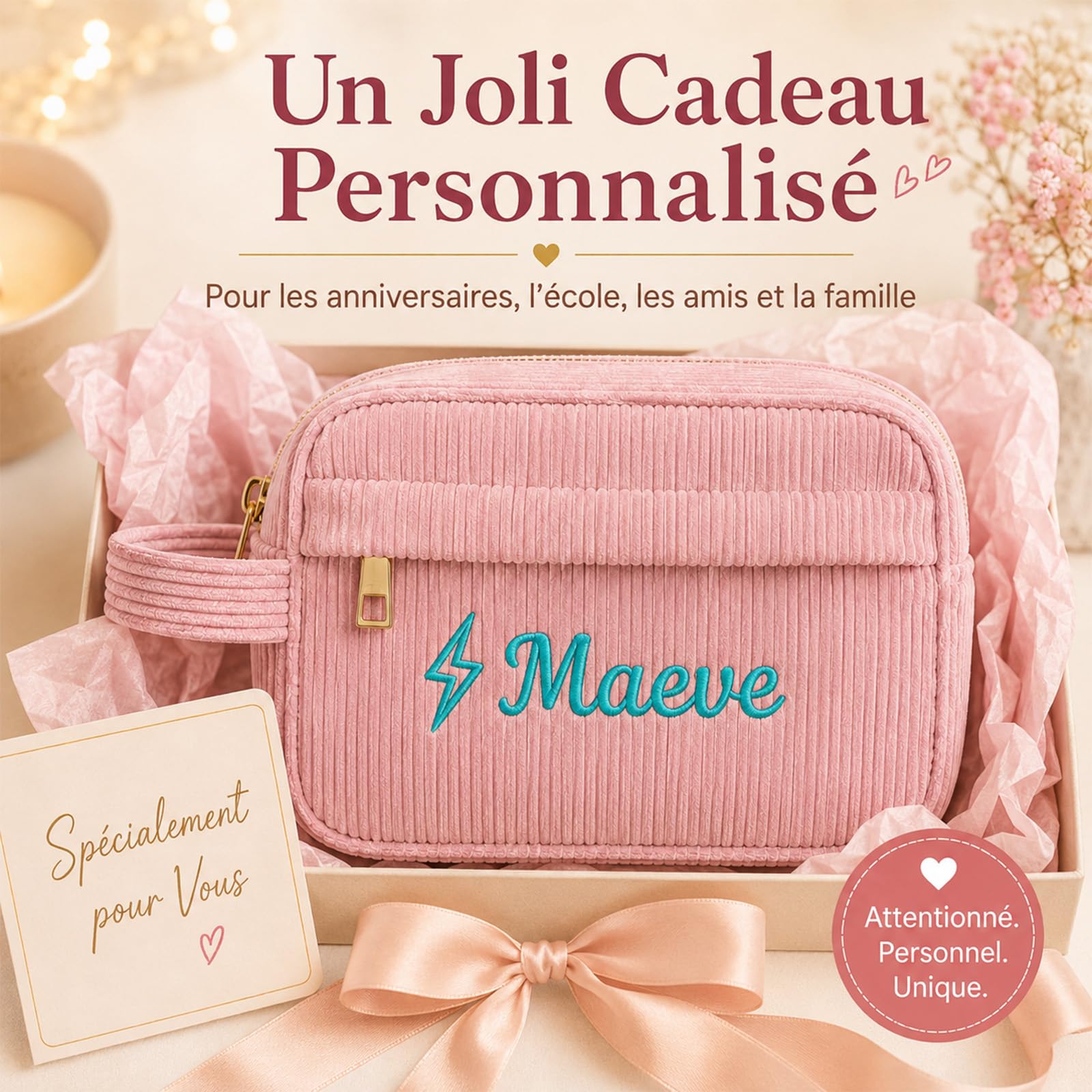 4 Pezzi Astuccio Personalizzato con Cerniera per Donna e Uomo Viola | Astuccio Individuale per Ragazze e Ragazzi, Portapenne Portatile per Ufficio, Compleanni, Ritorno Scuola, Natale e Insegnanti