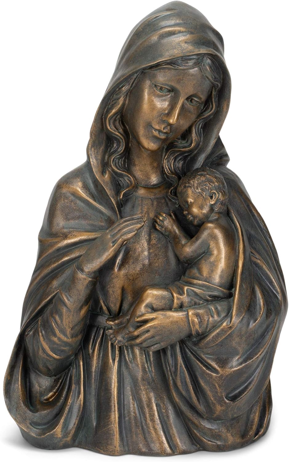 Roman Giftware Inc., Colección Jardín, Madonna de bronce de 14.25 pulgadas de alto, religiosa, inspiradora, duradera (9 x 7 x 14)