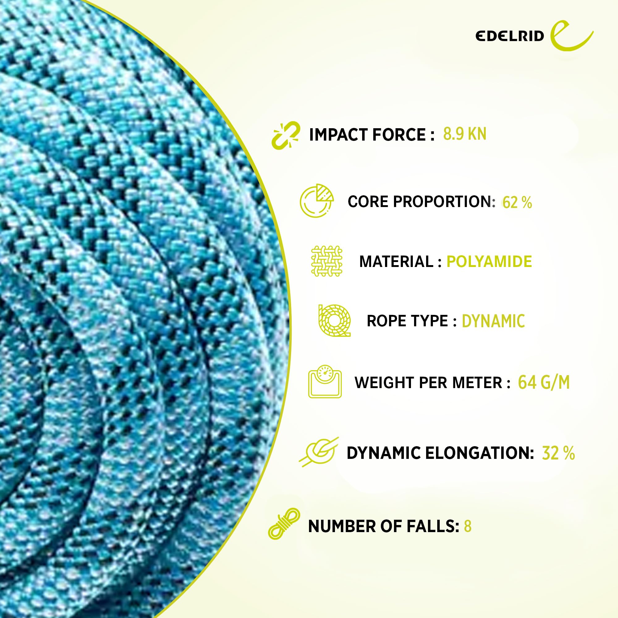 EDELRID Corda da Arrampicata Python 10.0, Blue, 50m
