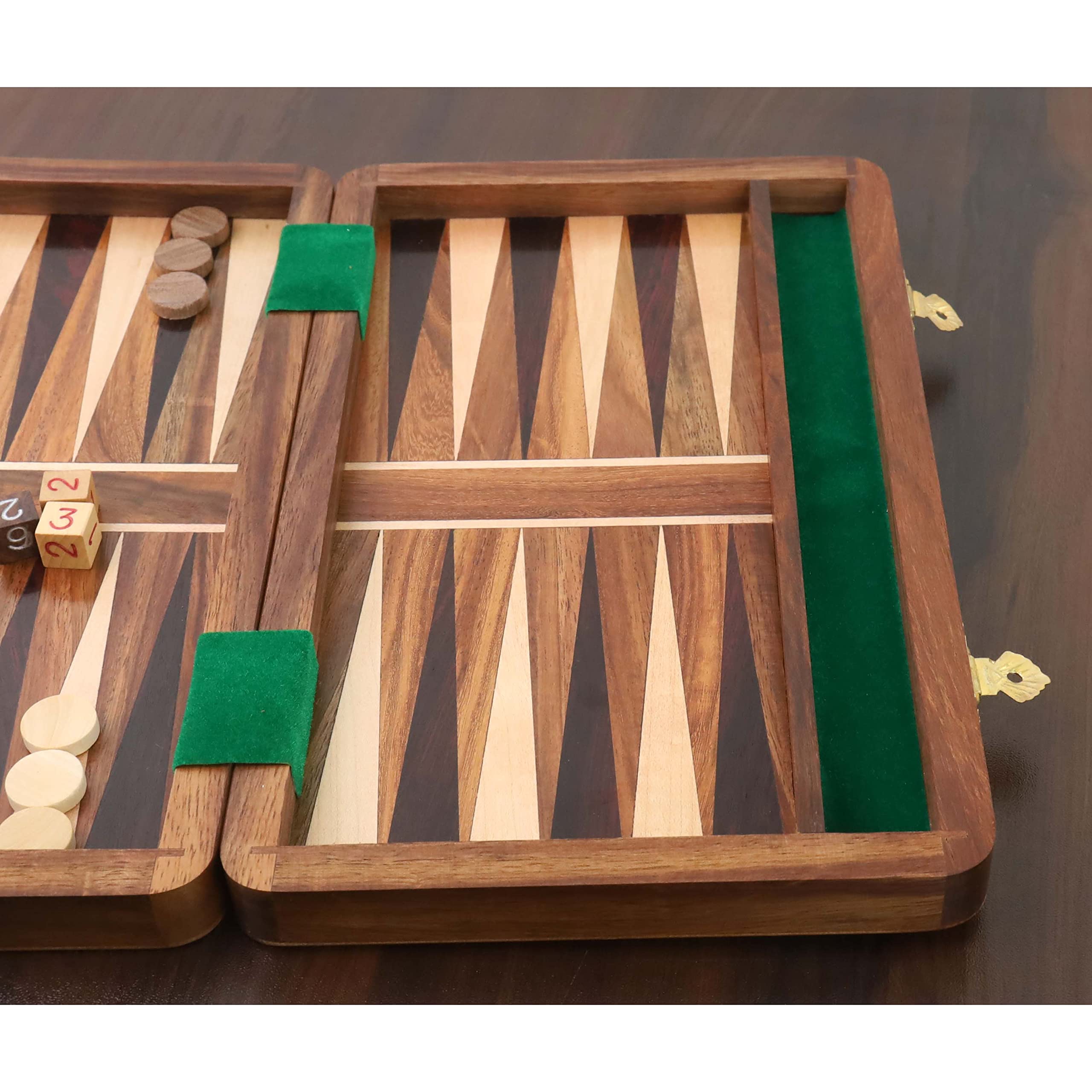 RoyalChessMall-10 "Pezzi di backgammon da viaggio in legno fatti a mano Set da tavolo pieghevole a mano