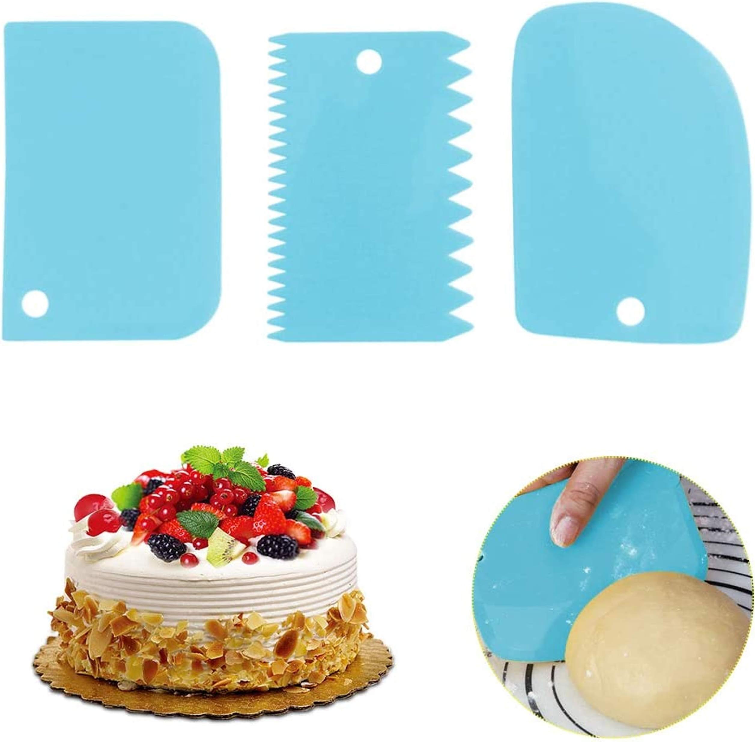 UTD Plastic Cake Scraper Spatula Set 3PCS, Dough Cutter Scrapers, Multi Color