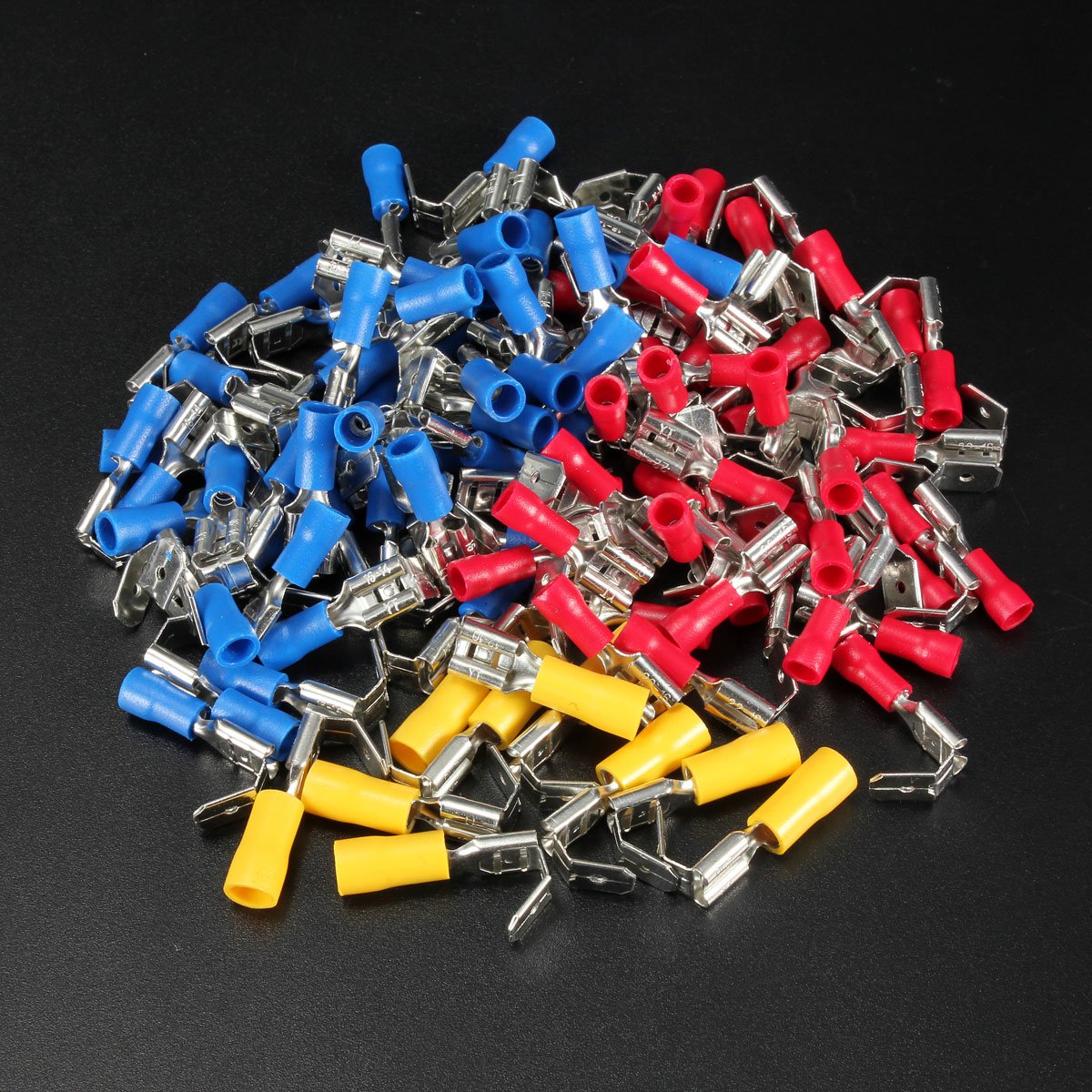 ISALI 100PCS Back Piggy Back Spade Crimp Connector Terminal 0.5-6.0mm² 10-22AWG PVC