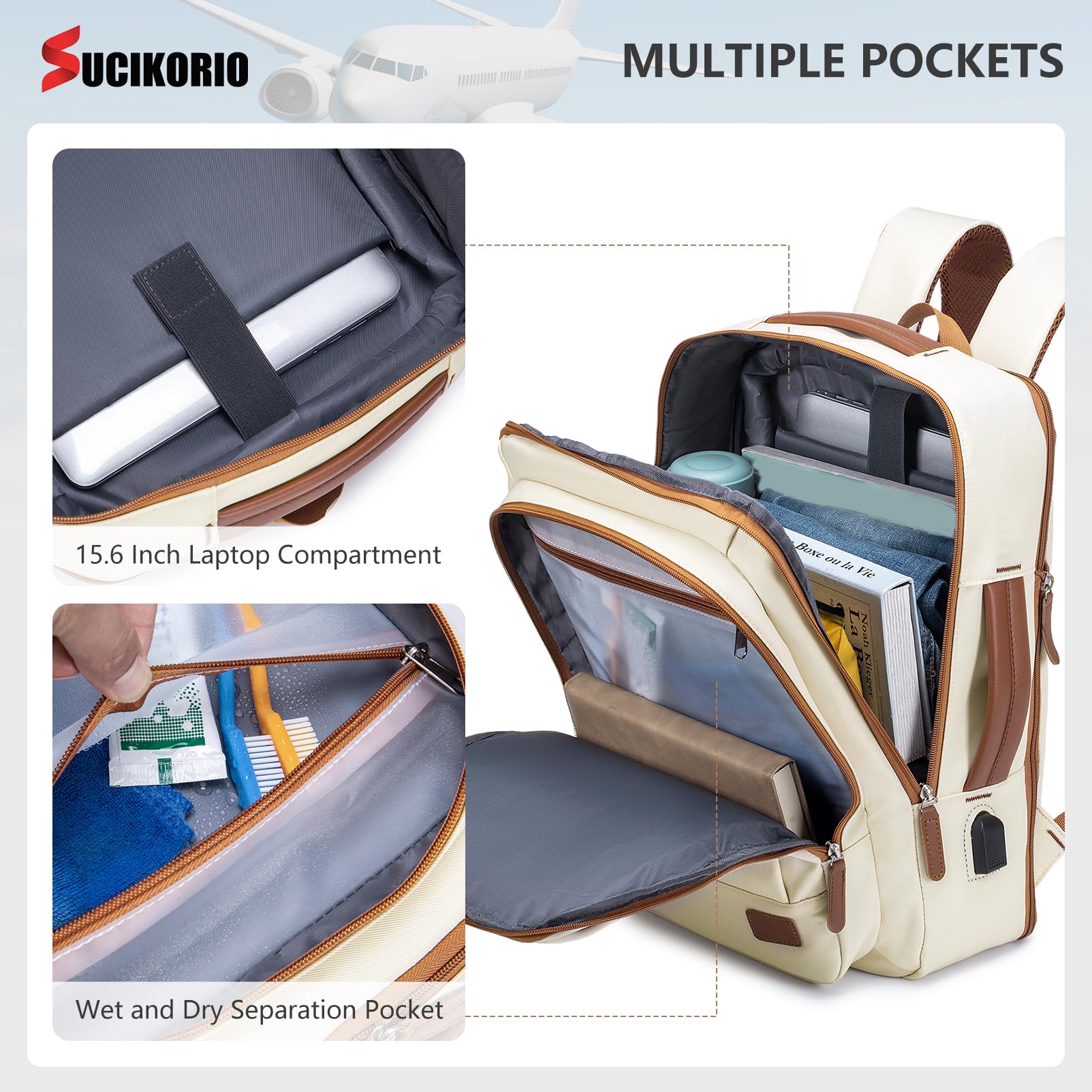 40x30x15cm British Airways Air France Expansible 5cm 40x30x20cm Wizzair Vueling Mochila Viaje Cabina Avion, Impermeable Mochilas Equipaje de Mano Mochila Ordenador Portatil 15,6 Pulgadas