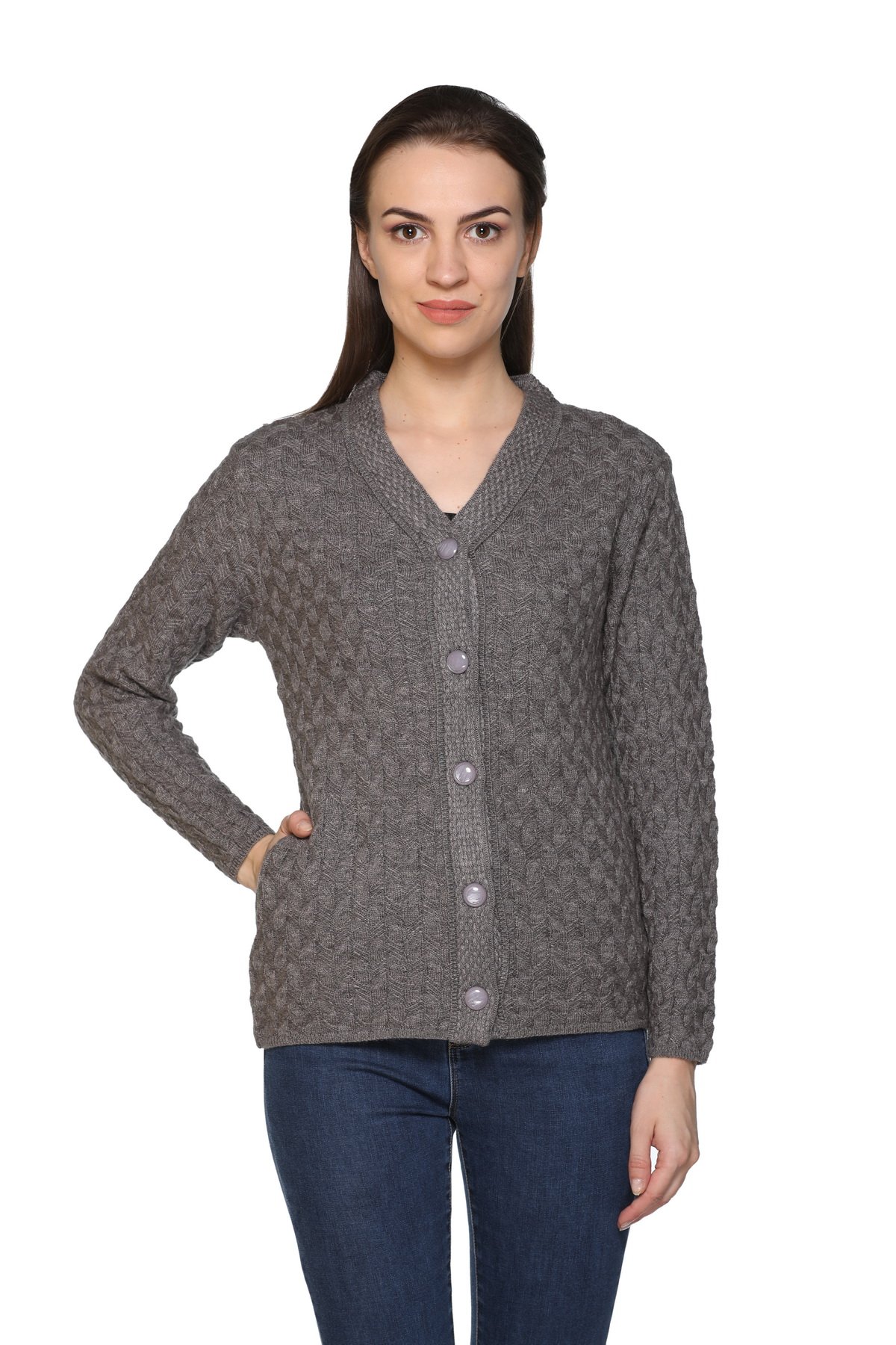 Women's Blended V-Neck Sweater-image-6