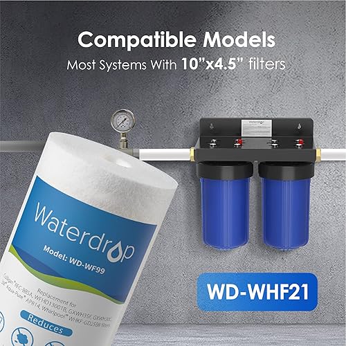 Miniatura 6 de Waterdrop Filtro de agua para toda la casa, repuesto para 3M Aqua-Pure AP810, Whirlpool WHKF-GD25BB, GE GXWH40L, GXWH35F, Culligan RFC-BBSA, 5