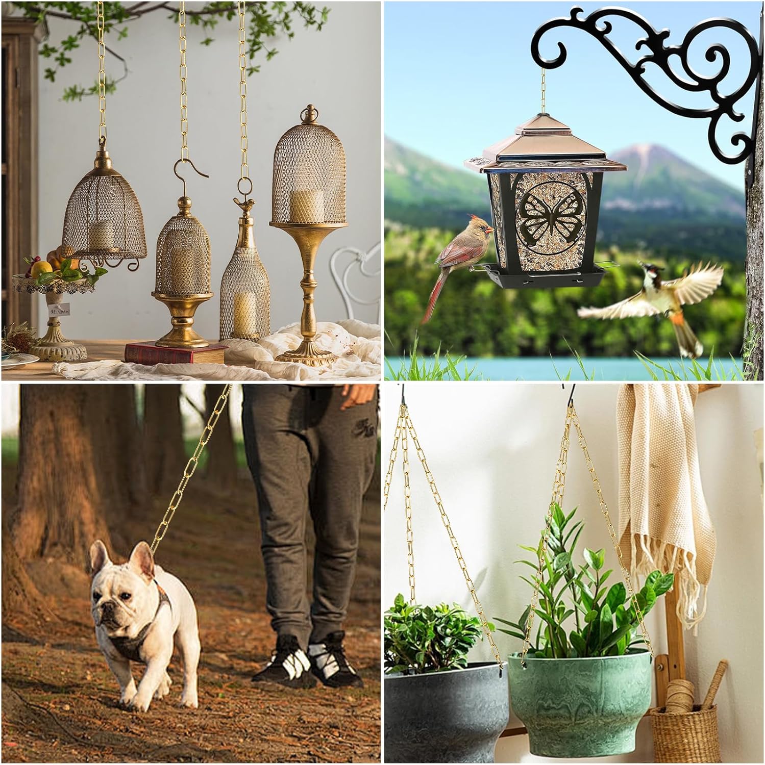 garini 3 Feet Gold Light Fixture Chain, Metal Pendant Chandelier Chain, with 2 Peice Detachable Link - Image 6